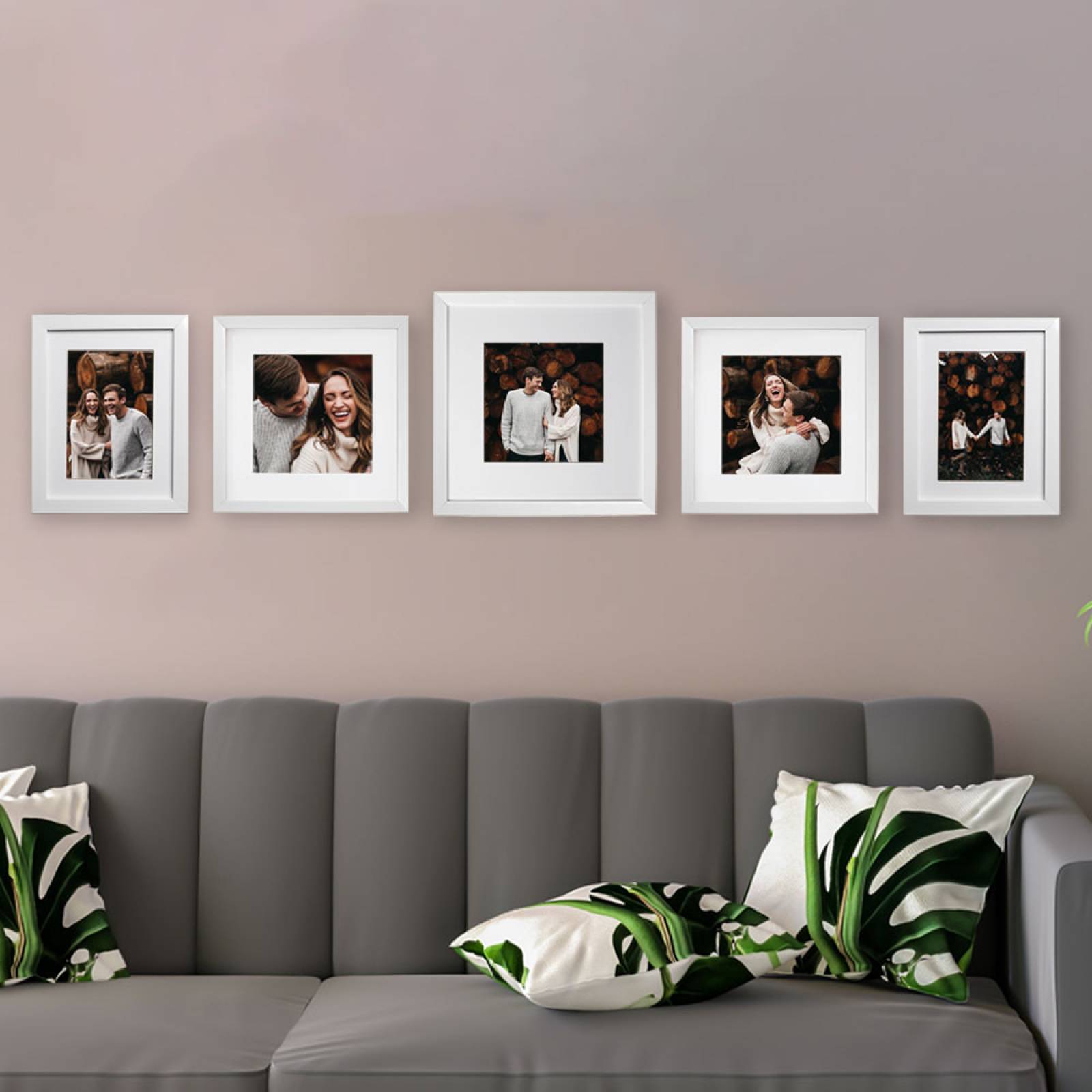 Set de 5 Marcos fotografias PASPARTU FRAMES  Marco blanco con cristal y marialuisa