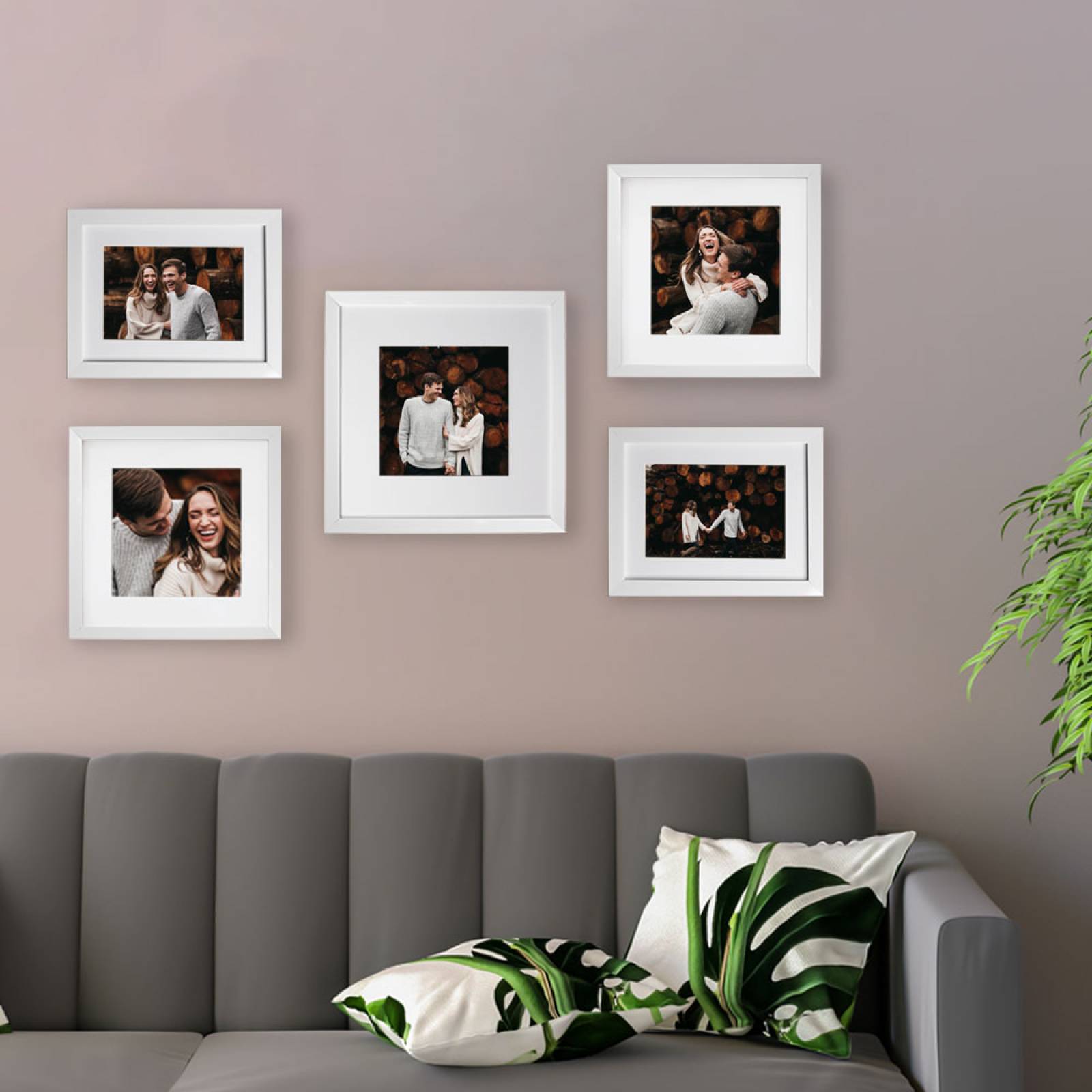 Set de 5 Marcos fotografias PASPARTU FRAMES  Marco blanco con cristal y marialuisa