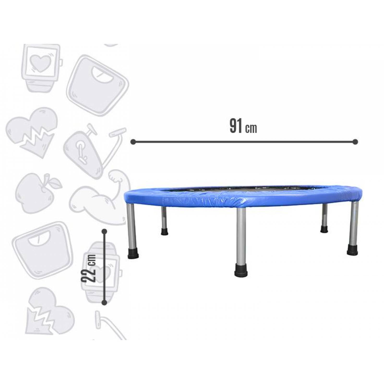 Trampolin Brincolin Aeróbico 91cm Tumbling Fitness gym ejercicio Azul