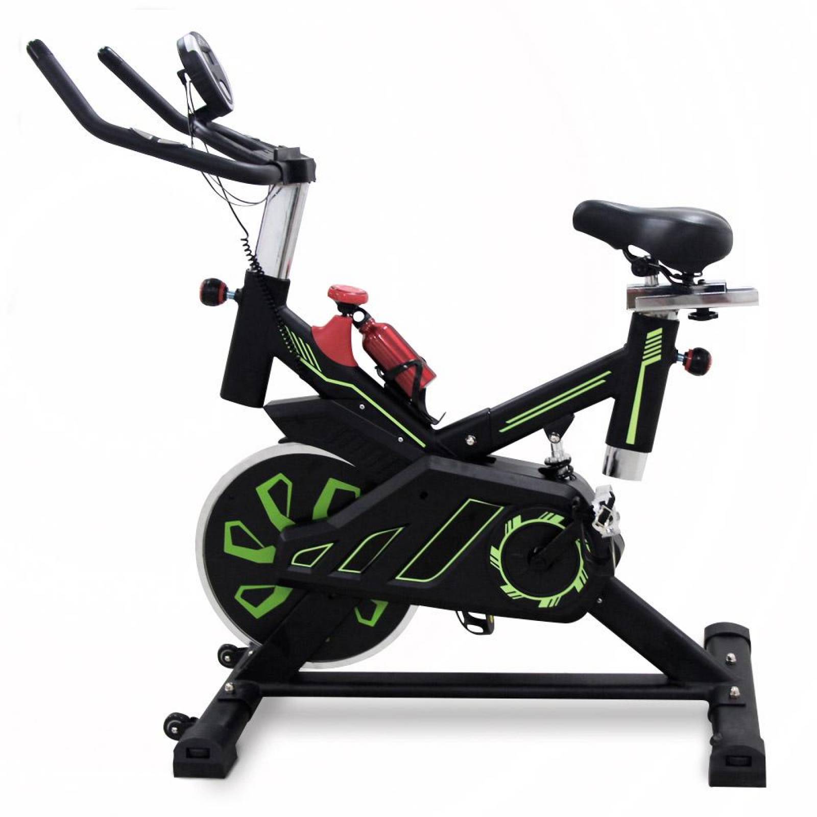 Bicicleta Spinning Uso Rudo 18 kilos Banda profesional con agarres de frecuencia Verde