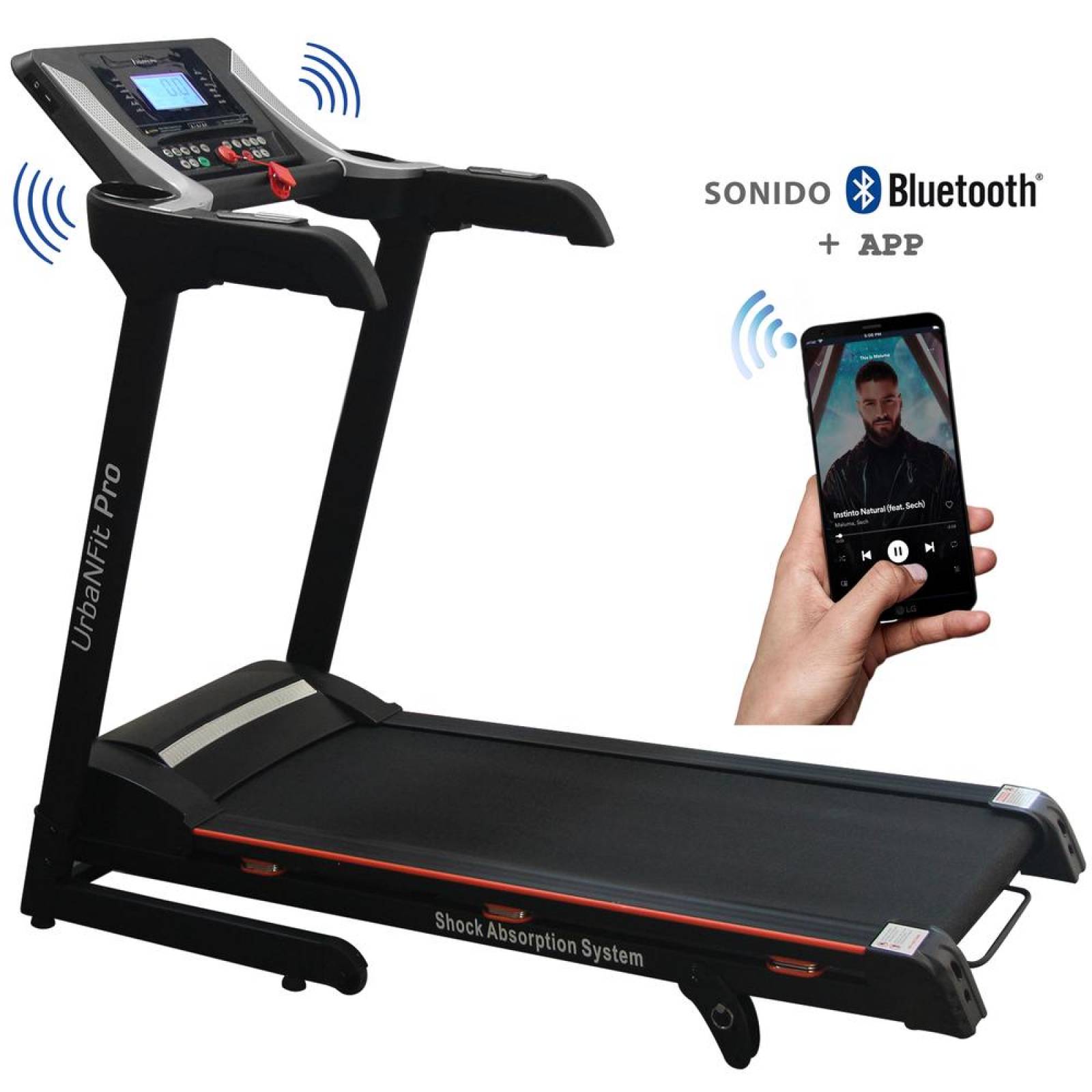 Caminadora Electrica Profesional 2.5hp plegable bluetooth inclinacion Monitor 5" 12 Program 