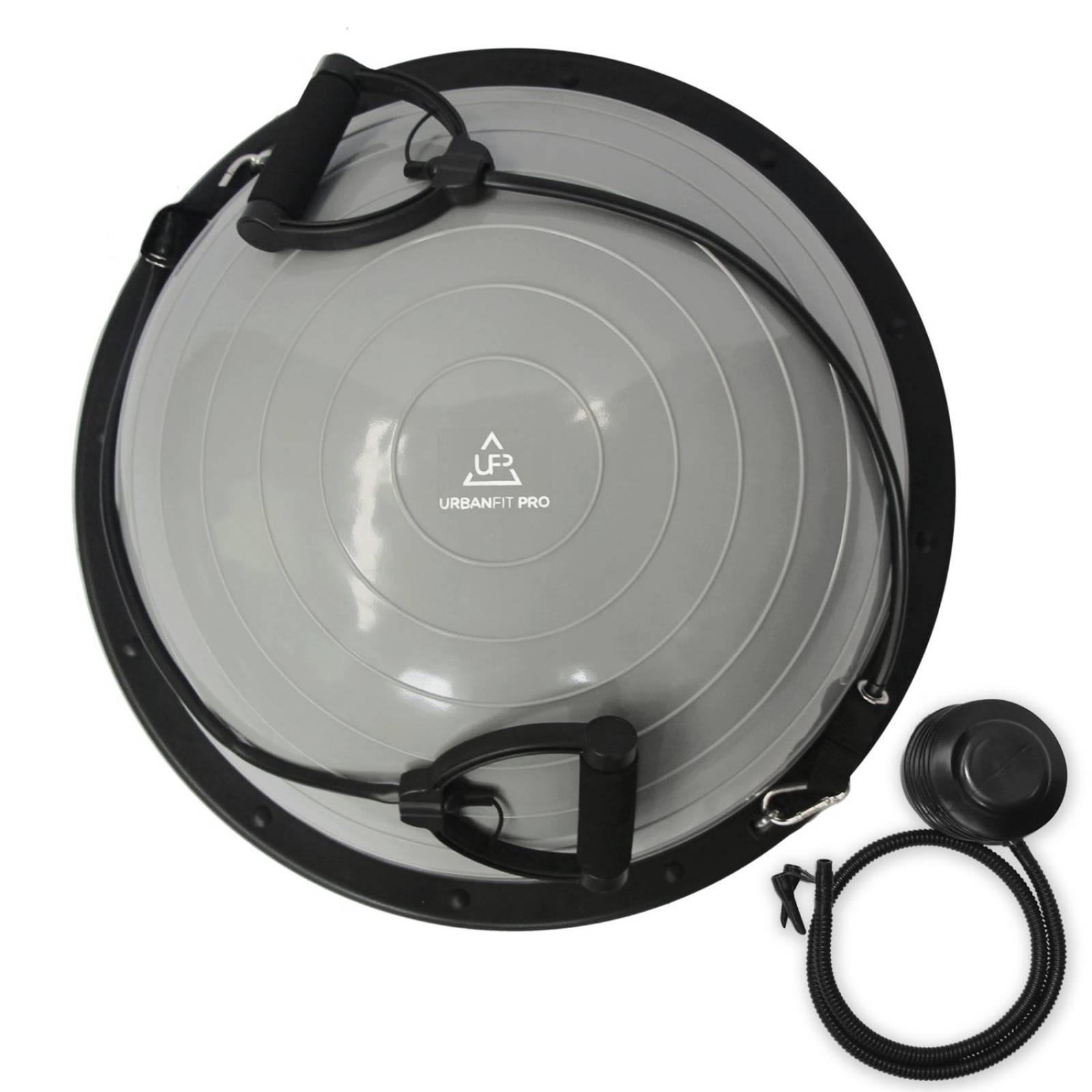 Pilates Yoga Tipo Pelota Bosu 65 Cm Bomba Manual Equilibrio Gris