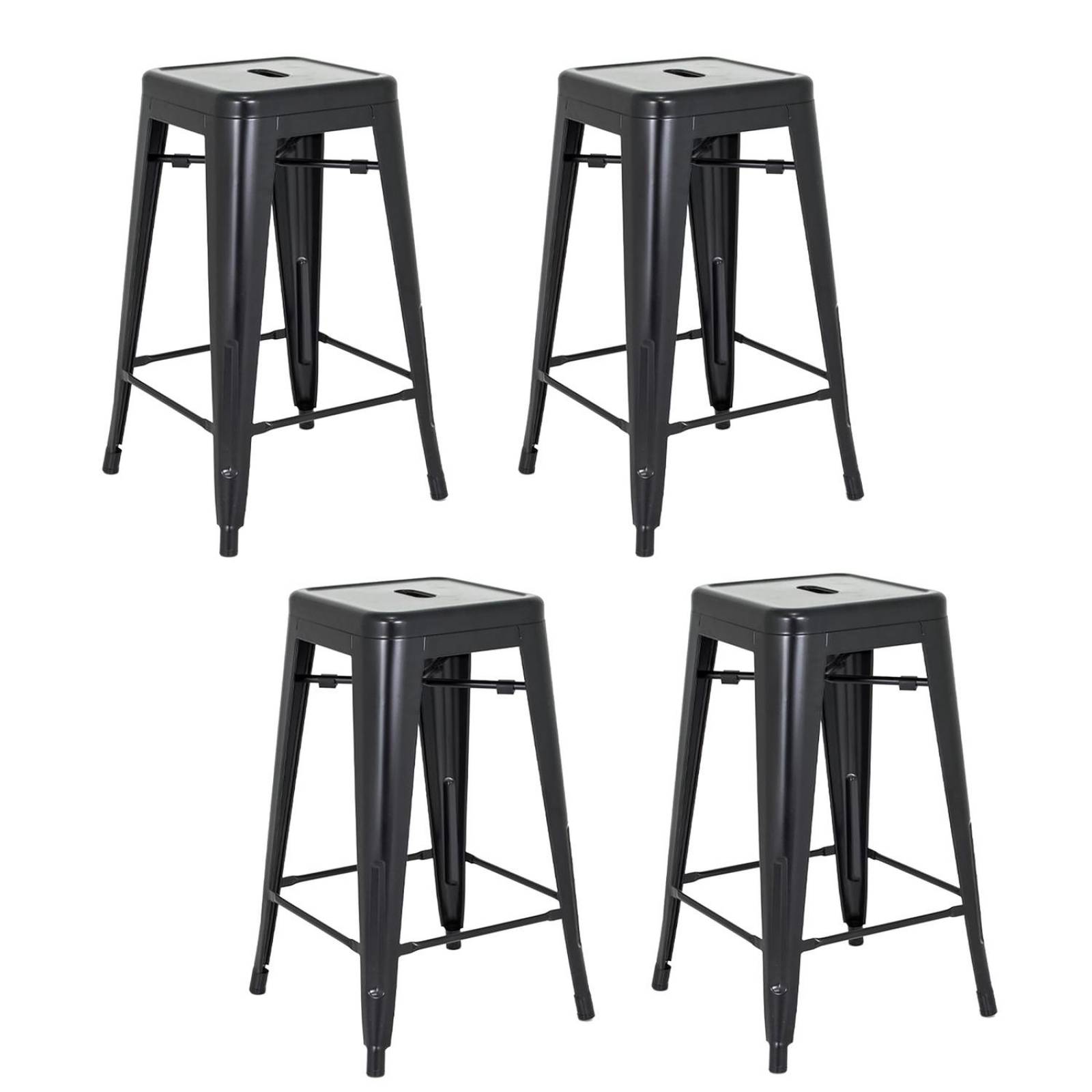 Set de 4 Bancos Tolix Urban Design, Banco Alto Metálico Gris