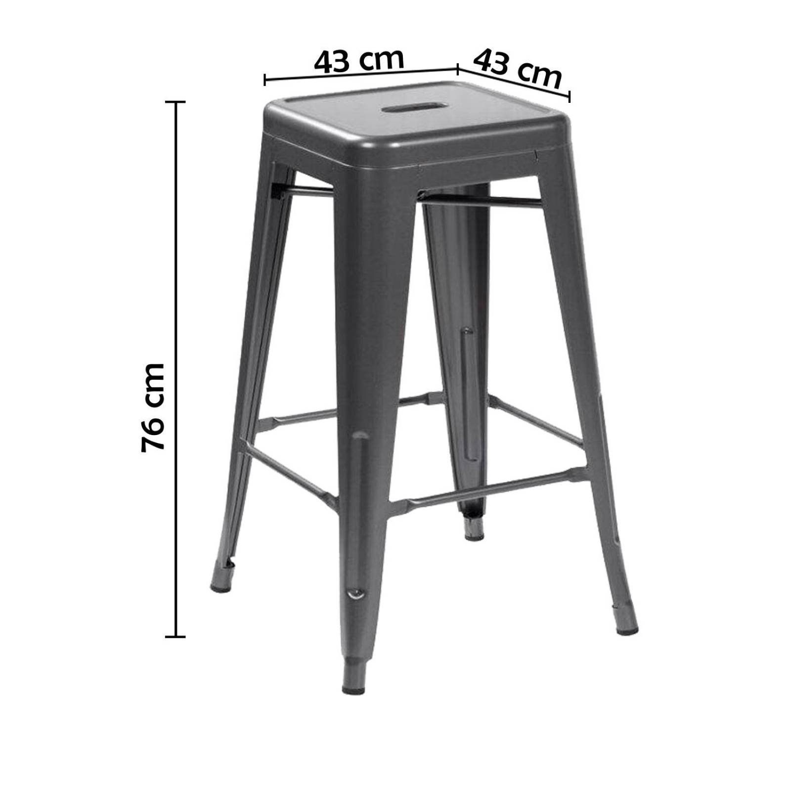 Set de 4 Bancos Tolix Urban Design, Banco Alto Metálico Gris