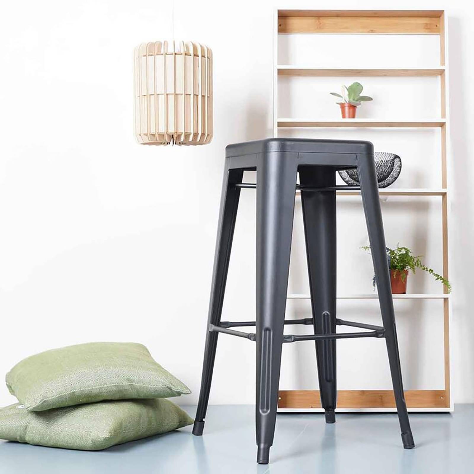 Set de 4 Bancos Tolix Urban Design, Banco Alto Metálico Gris