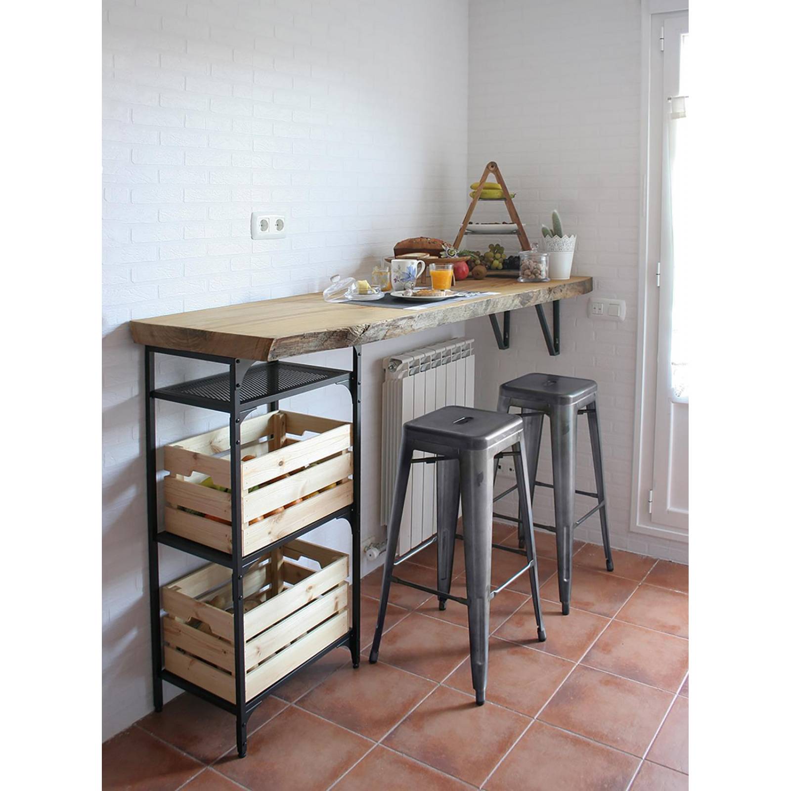 Set de 4 Bancos Tolix Urban Design, Banco Alto Metálico Gris