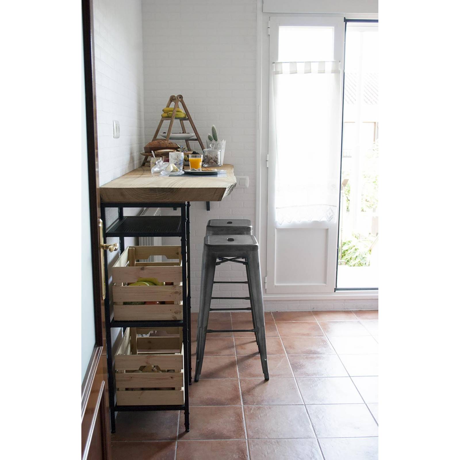 Set de 4 Bancos Tolix Urban Design, Banco Alto Metálico Gris