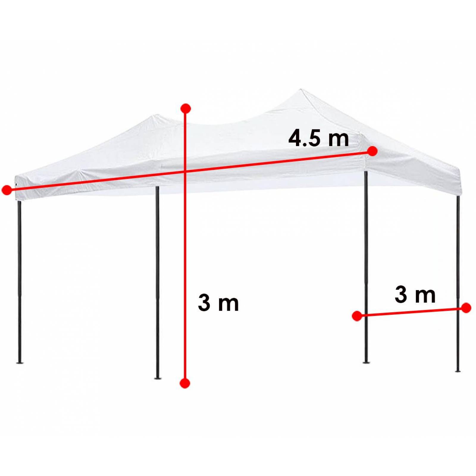 Carpa 3 x 4.5 m Jardimanía, Toldo Antisombra Portátil Blanco