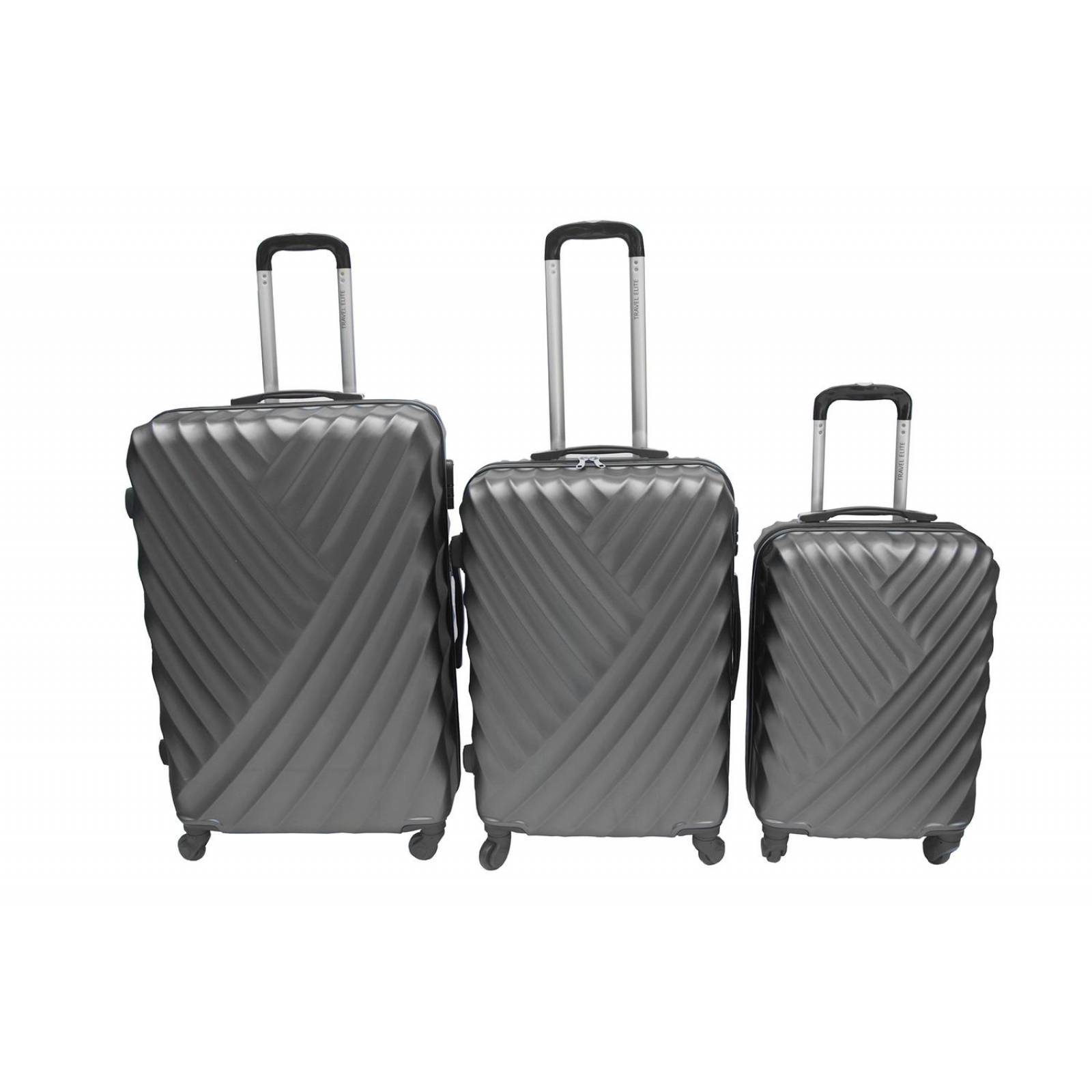 Set de 3 Maletas de Viaje Travel Elite, Expandibles, Calidad Gris