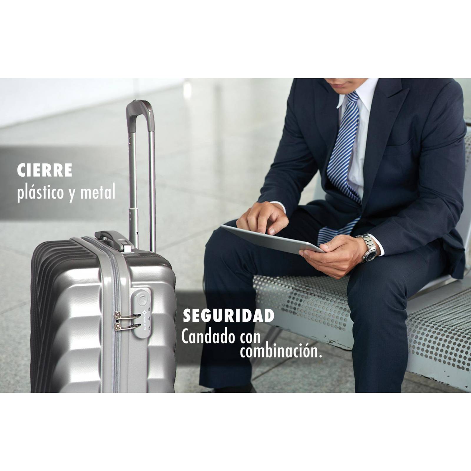 Set de 3 Maletas de Viaje Travel Elite, Expandibles, Calidad Gris