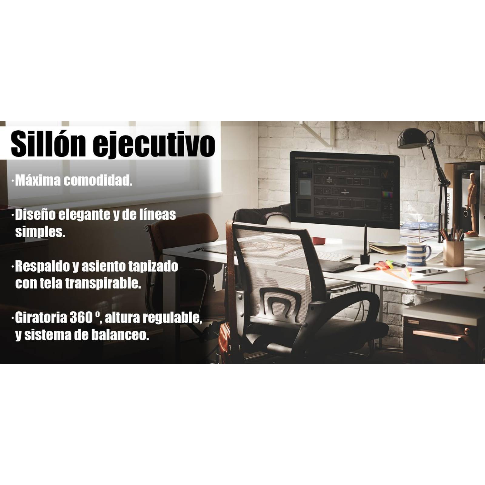 Silla para Oficina Urban Design, Ergonómica Ajustable Negro