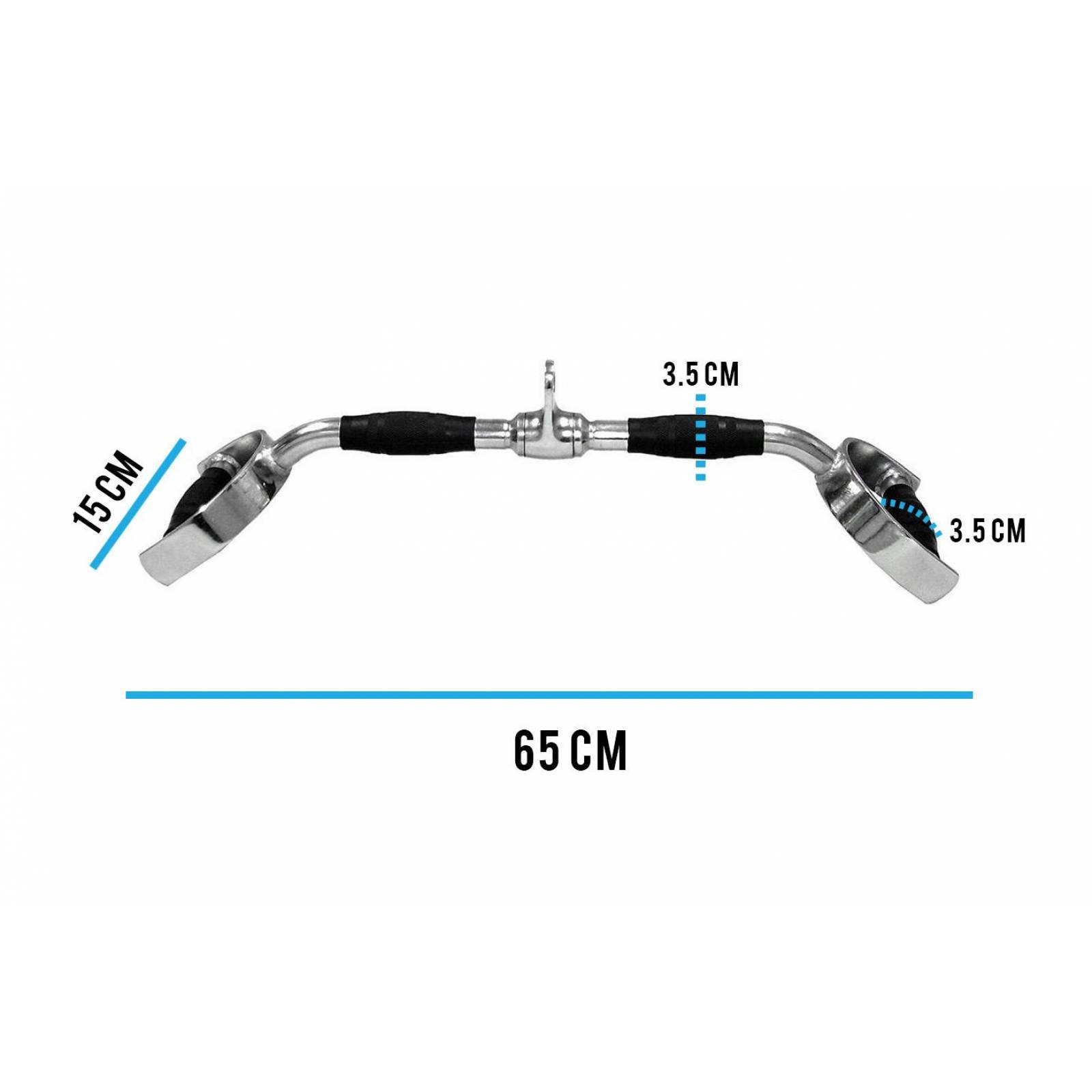 Agarre Maneral Barra Polea Alta Espalda Remo Laterales Gym Plateado tamaño