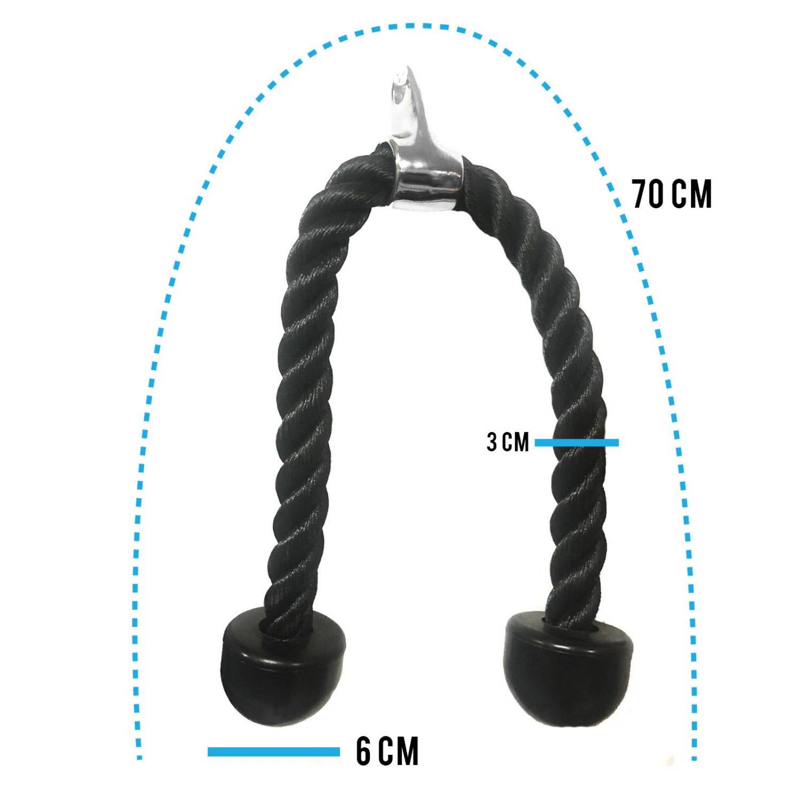 Cuerda de tríceps asa doble para Polea Gym Cuerda de tracción Muscular Plateado Grande