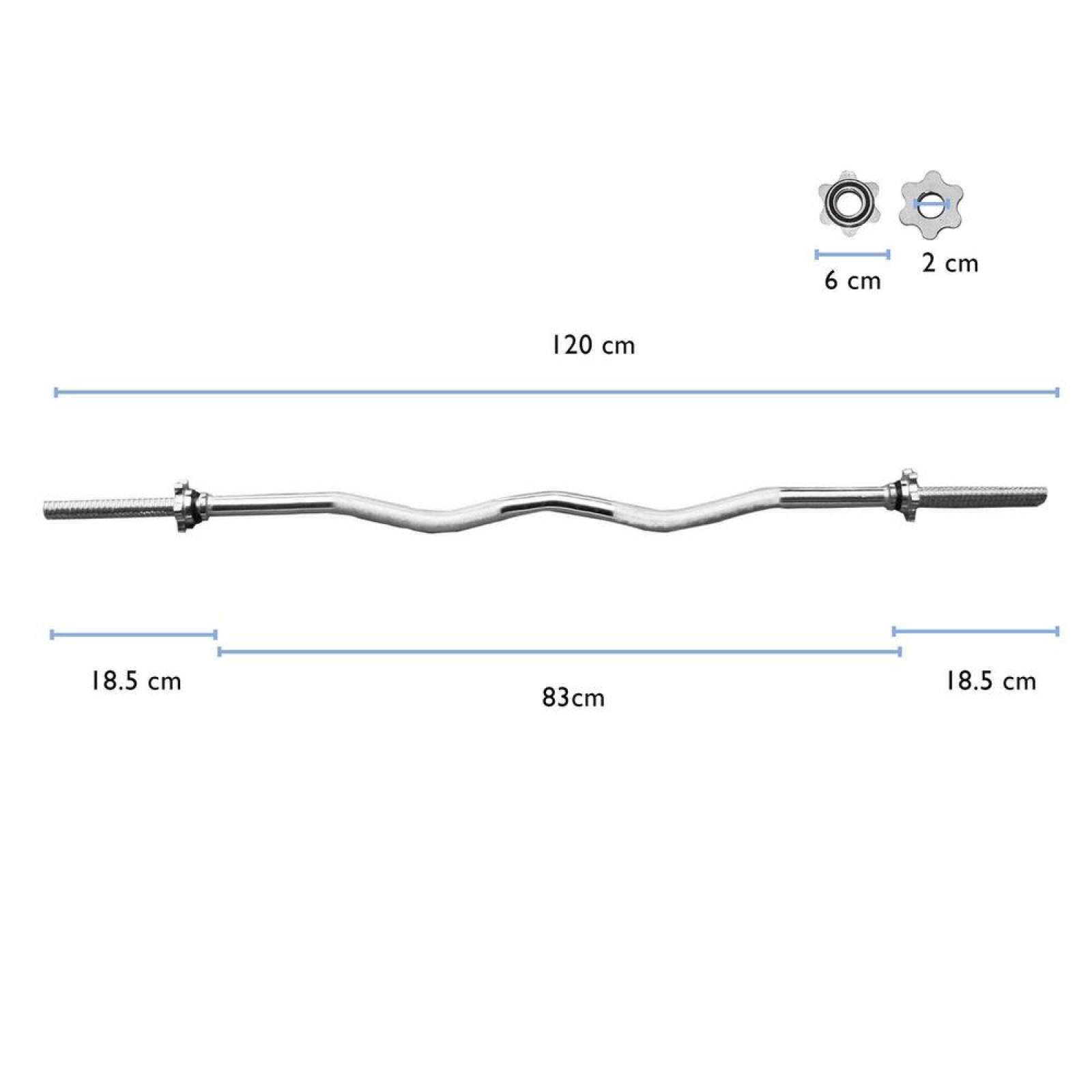 Barra Z Semi Olimpica Estándar Gym Pesas Mancuernas 