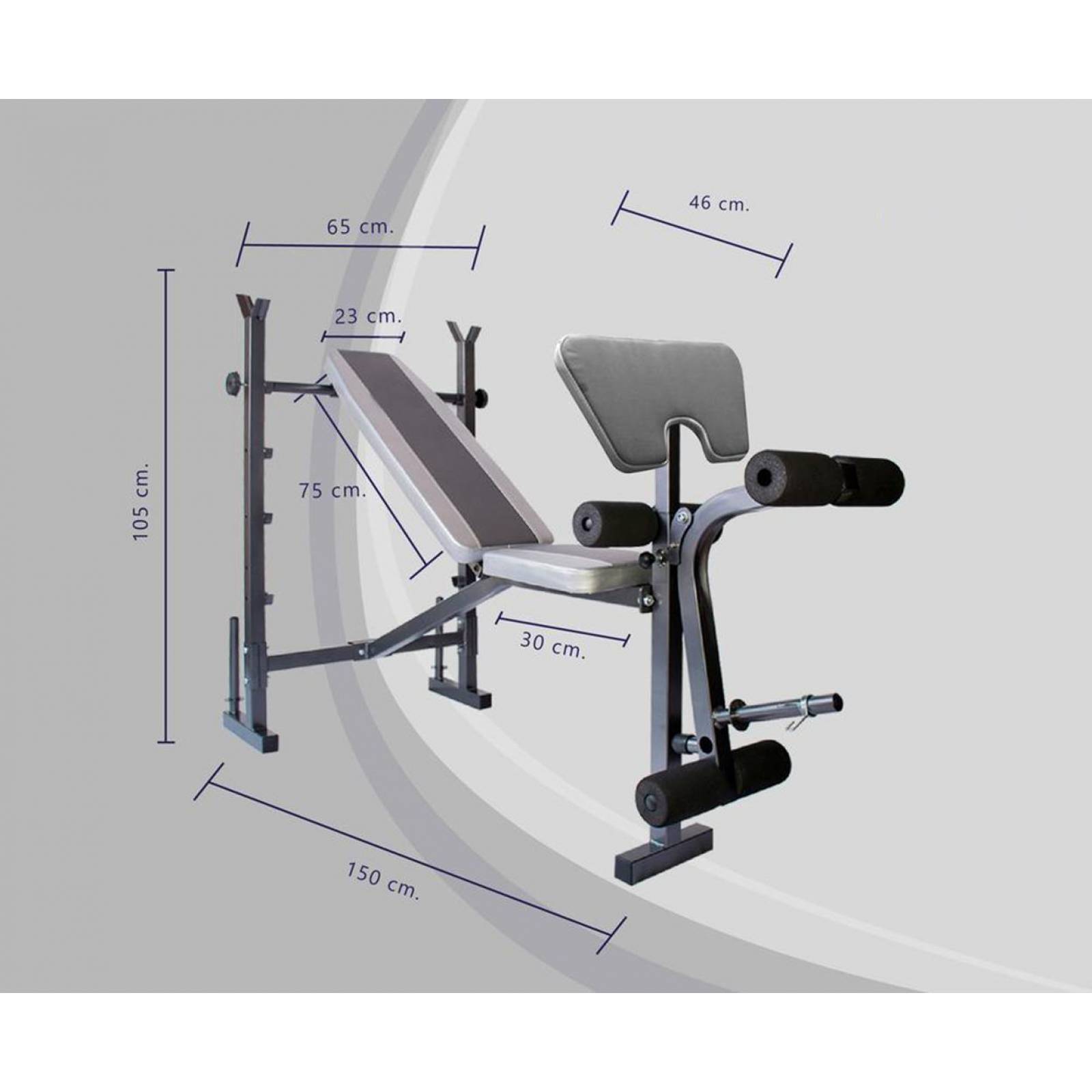 Banco Ejercicios 5 en 1 + Kit Pesas, Mancuernas 