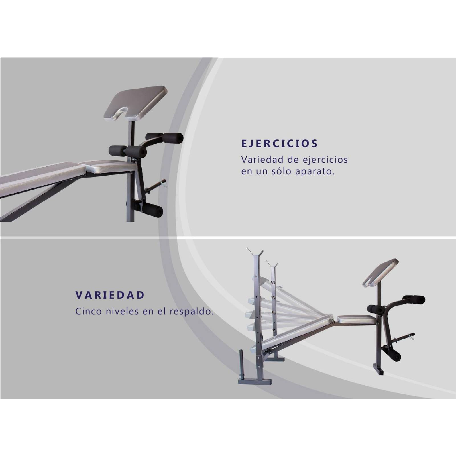 Banco Multiposiciones + Kit de Pesas Mancuernas 54 Lbs 