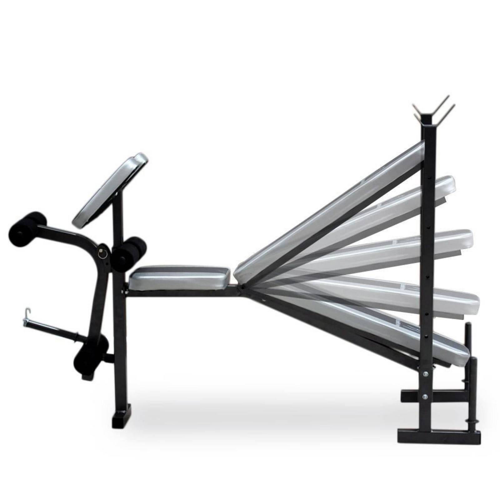 Banco Multiposiciones + Kit de Pesas Mancuernas 54 Lbs 