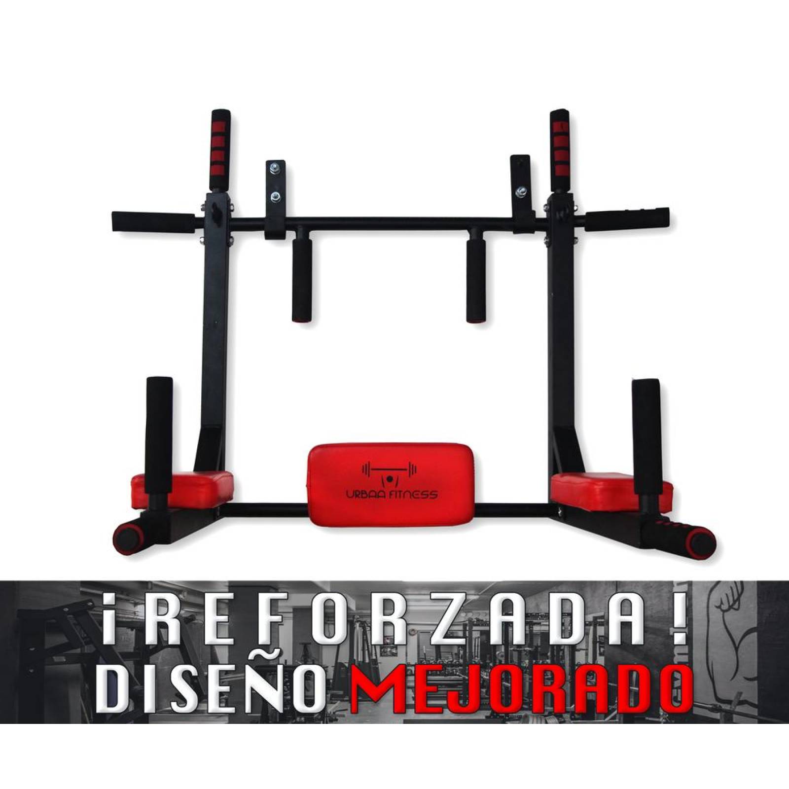 Gym Barra Para Dominadas Color 8 En 1 Uso Rudo fondos espalda uso domestico Rojo Unitalla