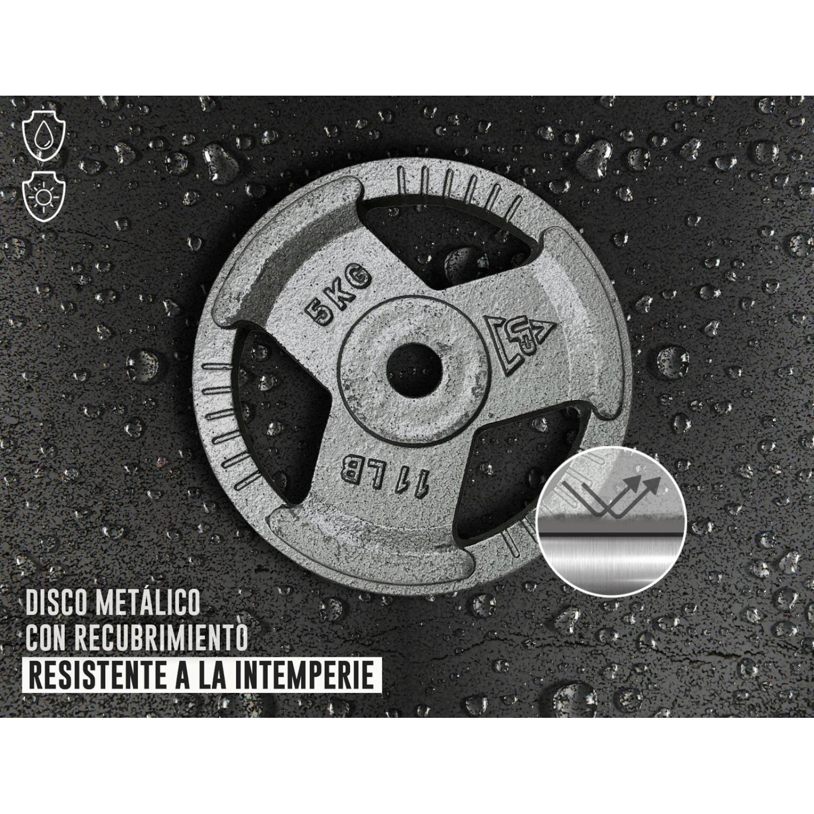 Kit Banco con Polea 54 lb Discos Barra Plana Z y mancuernas