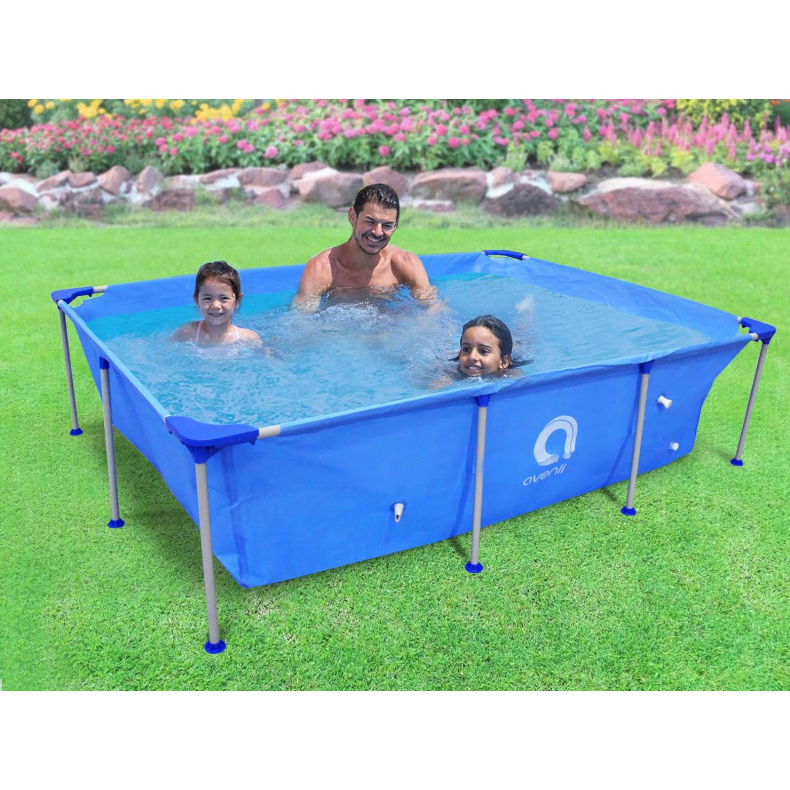 Alberca Piscina Armable Acero Rectangular 265x182x66cm Azul