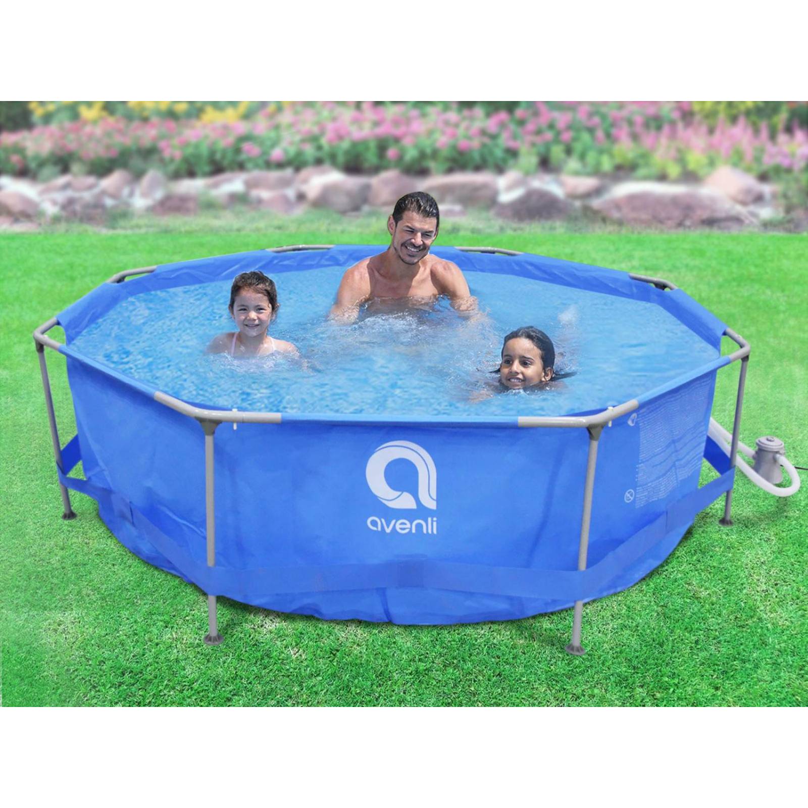 Alberca Piscina Armable Redonda Acero 306x76cm Familiar Azul