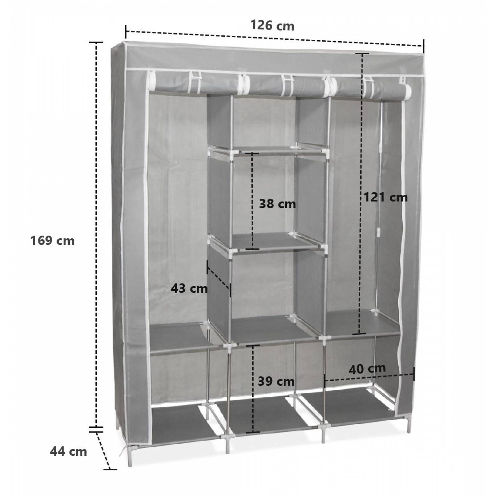 Clóset Ropero Armable Urban Design, Portátil con Entrepaños Gris