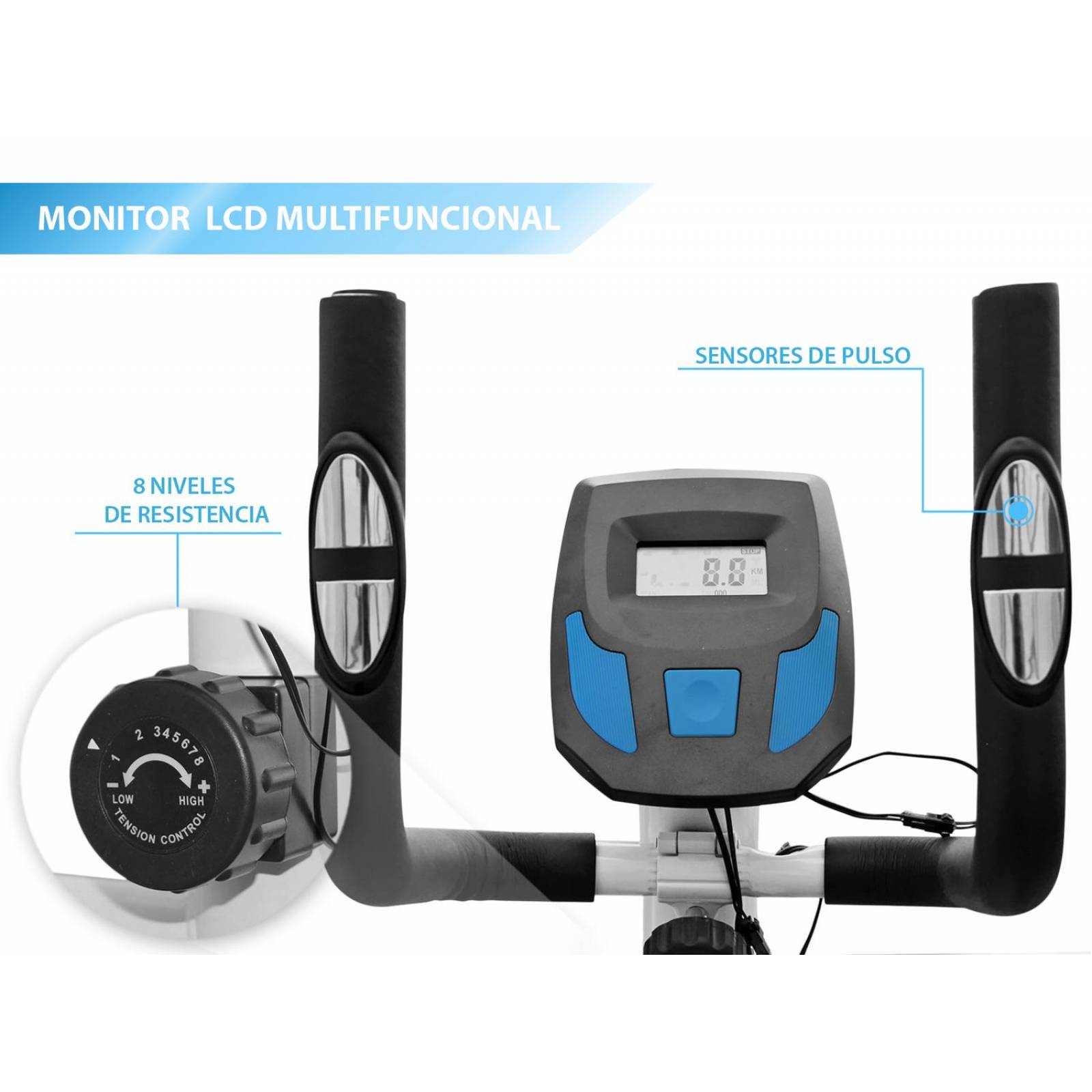 Maquina Eliptica Bicicleta Eliptica Multifuncional Cardio-Blanco