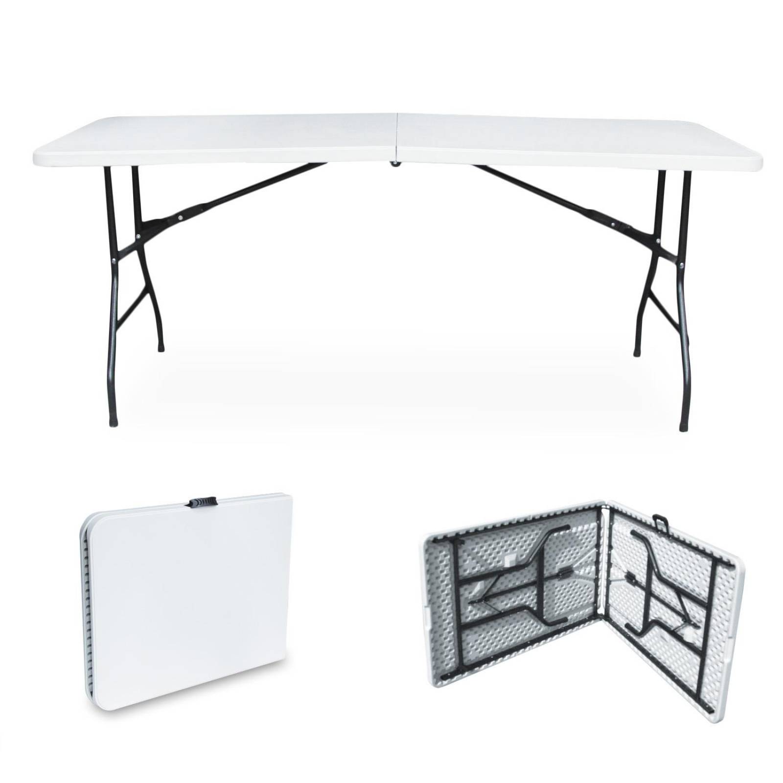Mesa Plegable Portafolio 1.80m Plastico para Jardin Eventos Blanco