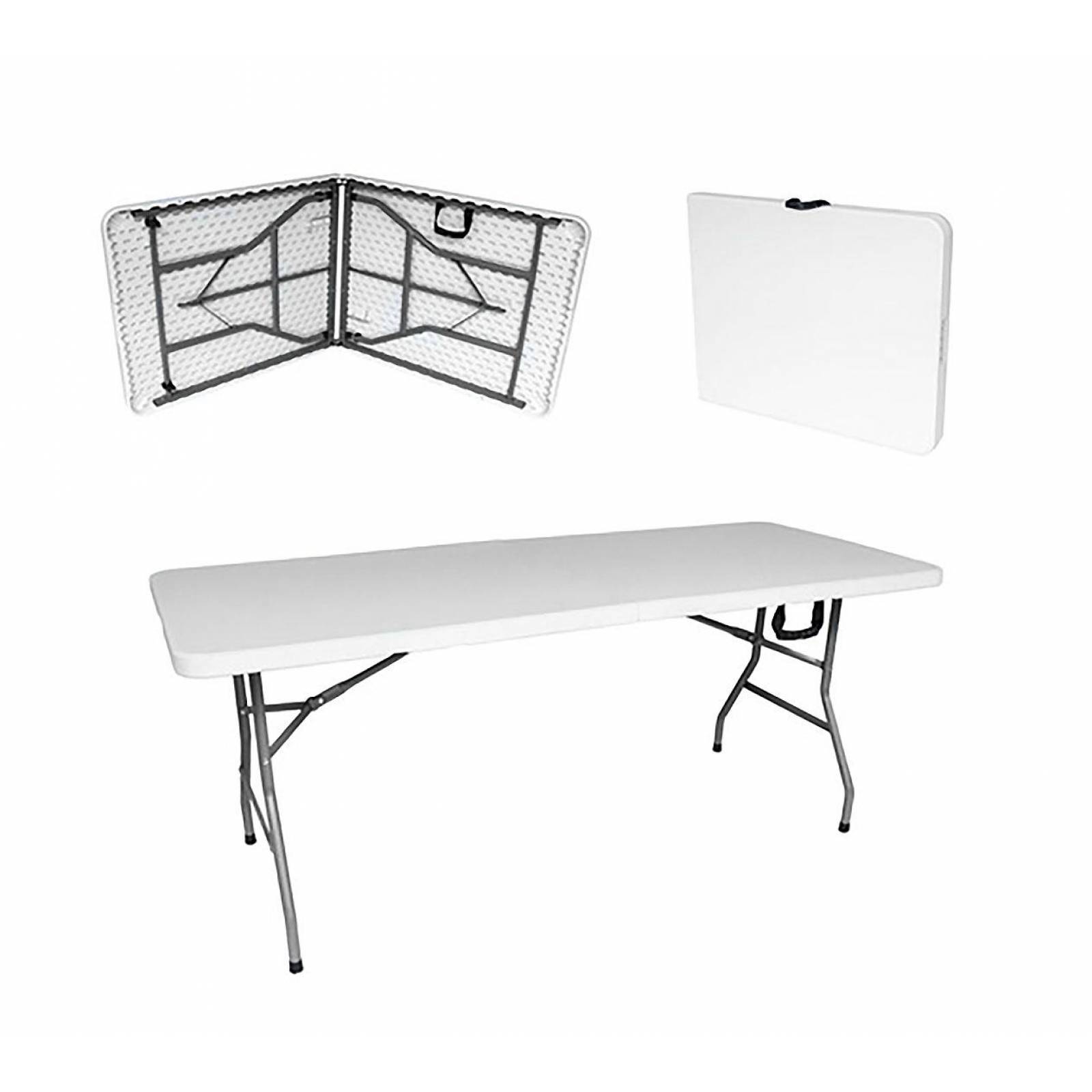 Mesa Plegable Portafolio 1.80m Plastico para Jardin Eventos Blanco