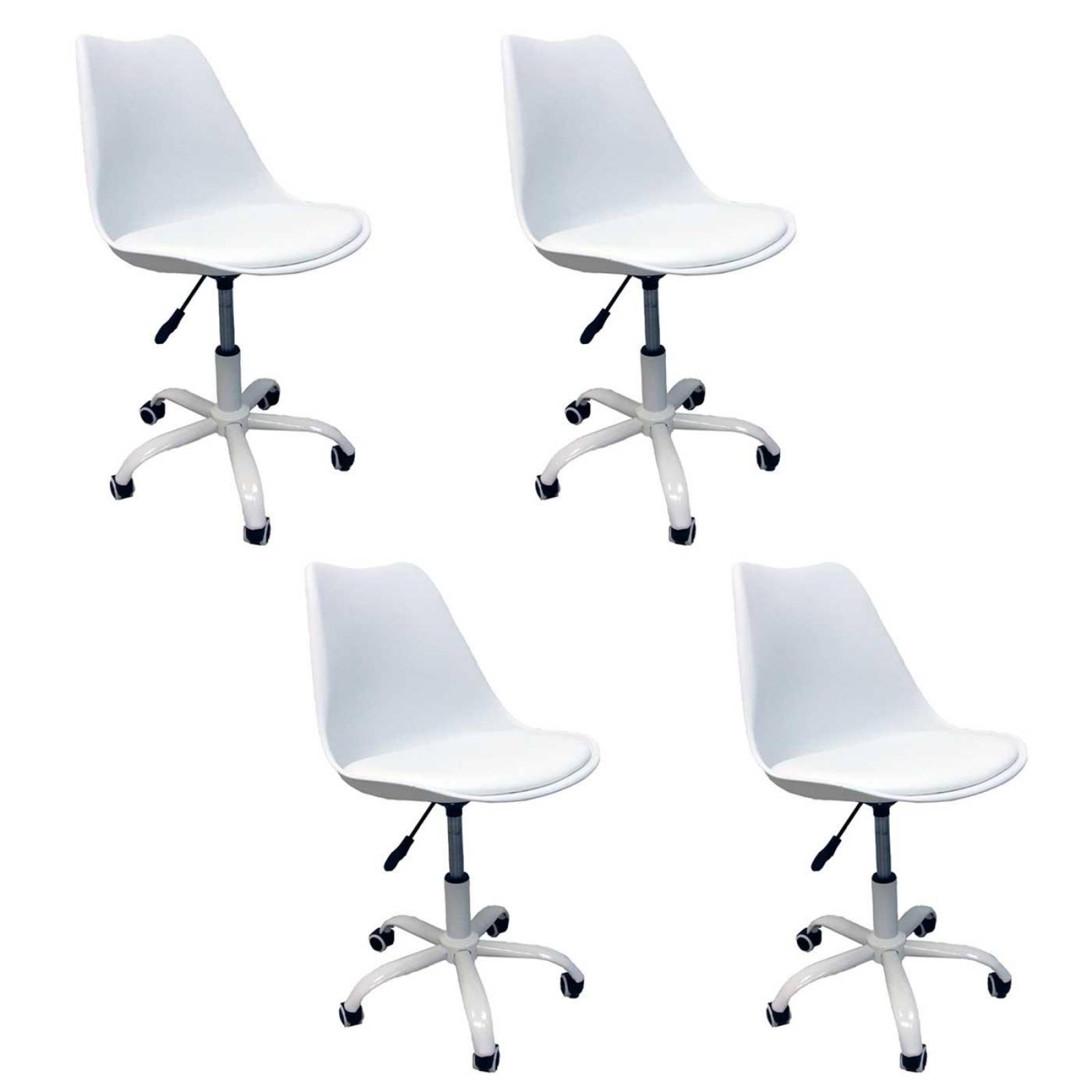 Silla Oficina Eames Acolchada Blokhus 4 Pzas Blanco