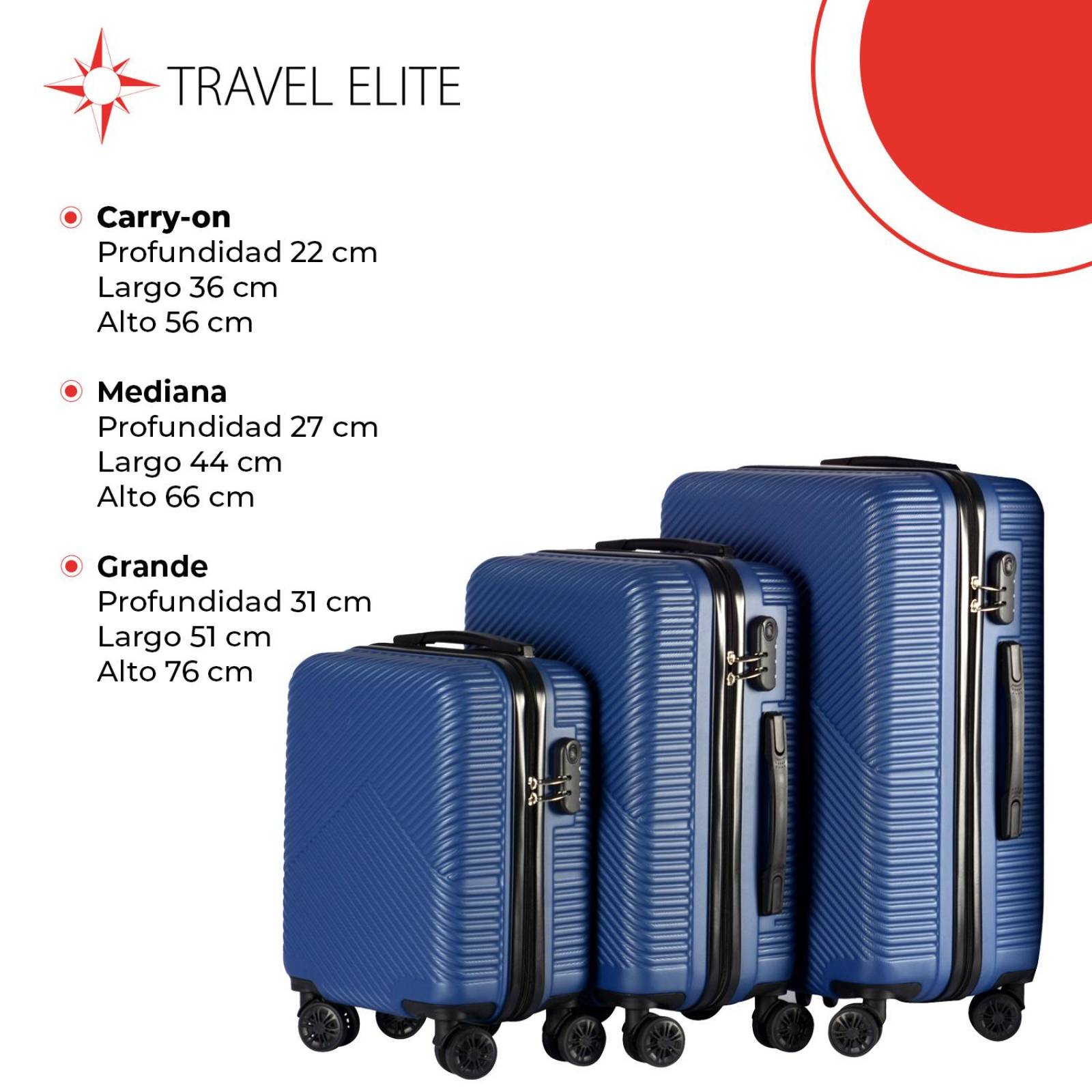 Juego de 3 Maletas de Viaje Travel Elite, Diferentes Tamaños Azul