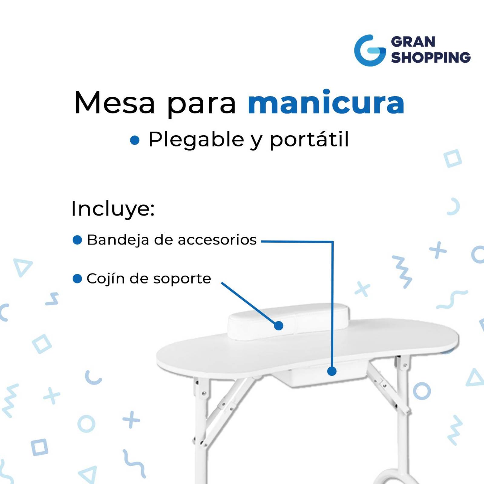Mesa para Manicura Gran Shopping, Profesional y Portátil Blanco Unitalla