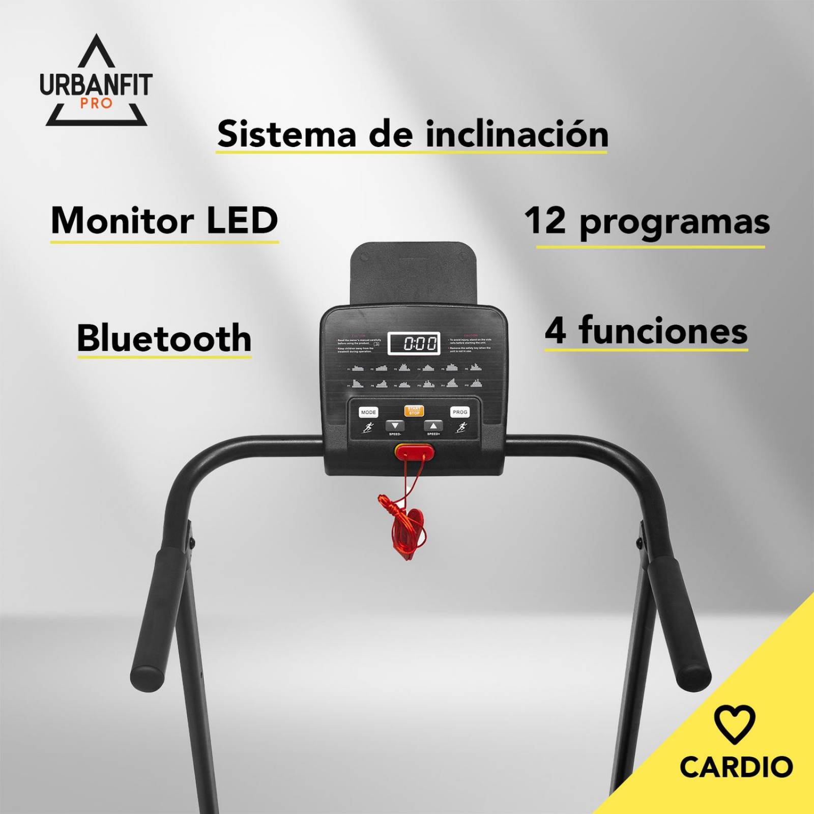 Caminadora Eléctrica UrbanFit Pro, 1.25HP, Bluetooth Negro