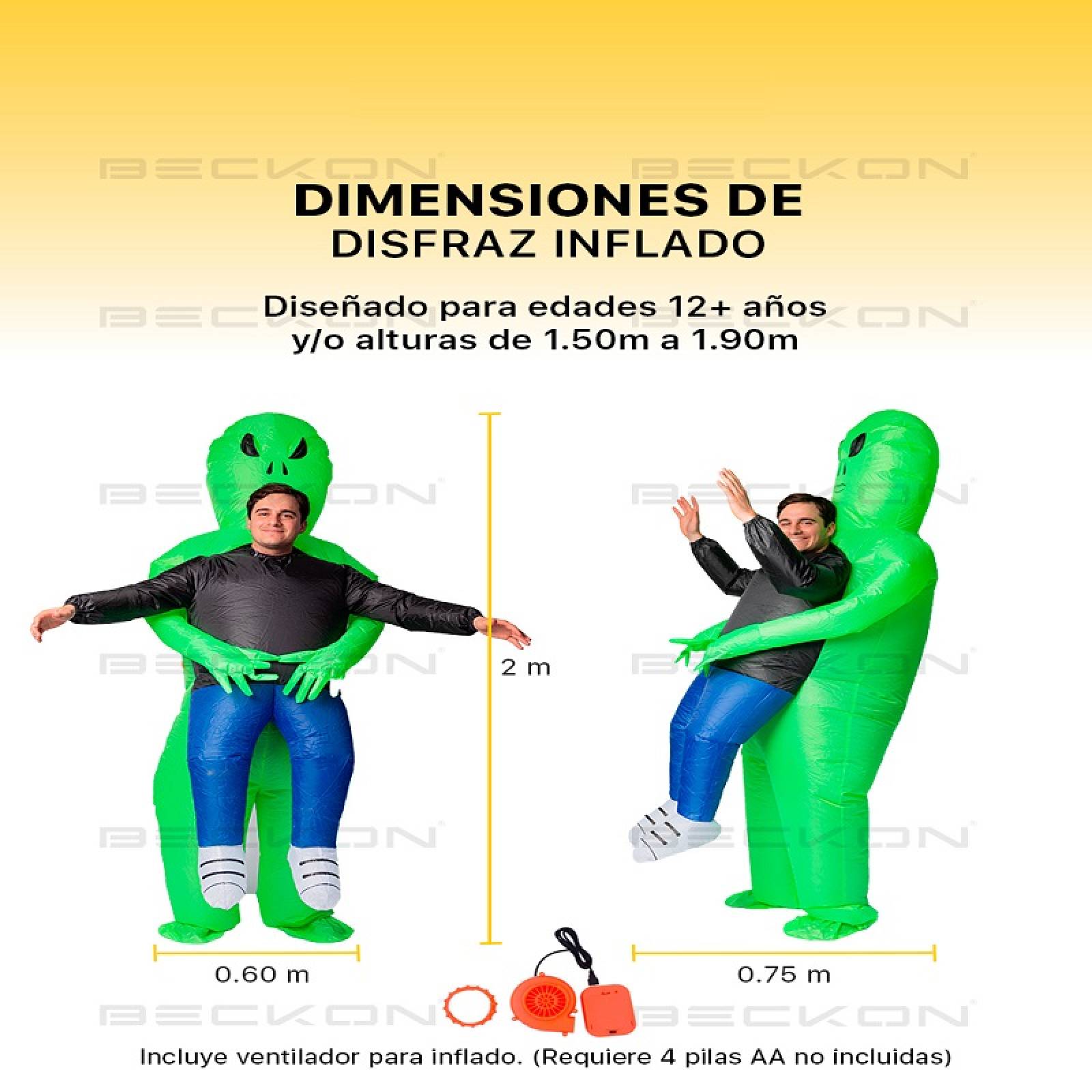 Disfraz Inflable Alien verde NEON toda ocasión Halloween en 3 Tallas