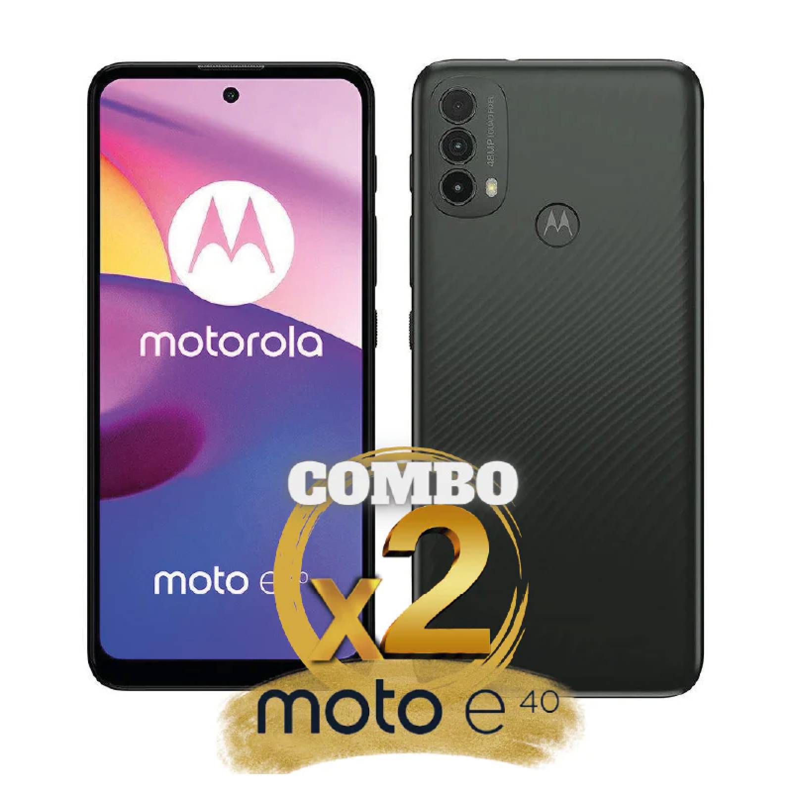 Combo de 2 Celulares Moto E40 64GB 4GB RAM 48MPX   FULL HD