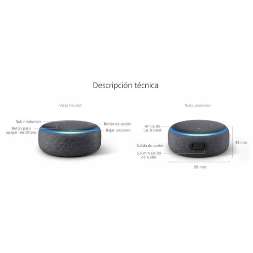 Alexa Echo Dot 3Ra Generación Altavoz Inteligente Negro
