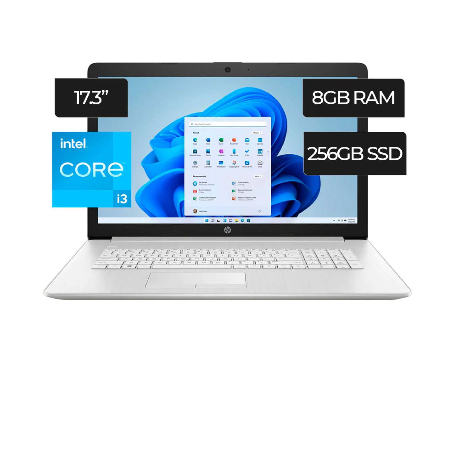 Laptop HP 17 3 Intel Core i3 8GB RAM 256GB SSD Natural Silver.