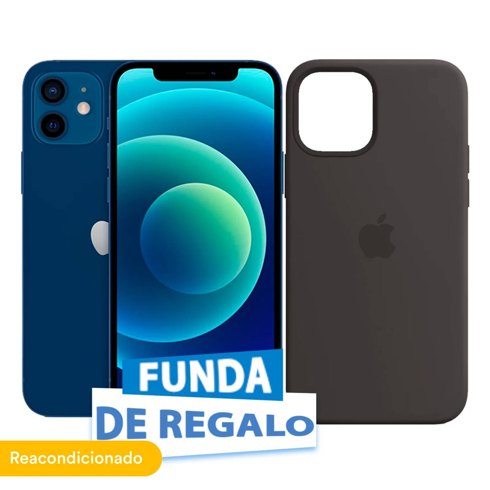 Combo Apple iPhone 12 Mini 128GB Azul Reacondicionado Grado A + Alexa Echo Dot 2 y Funda de Regalo.