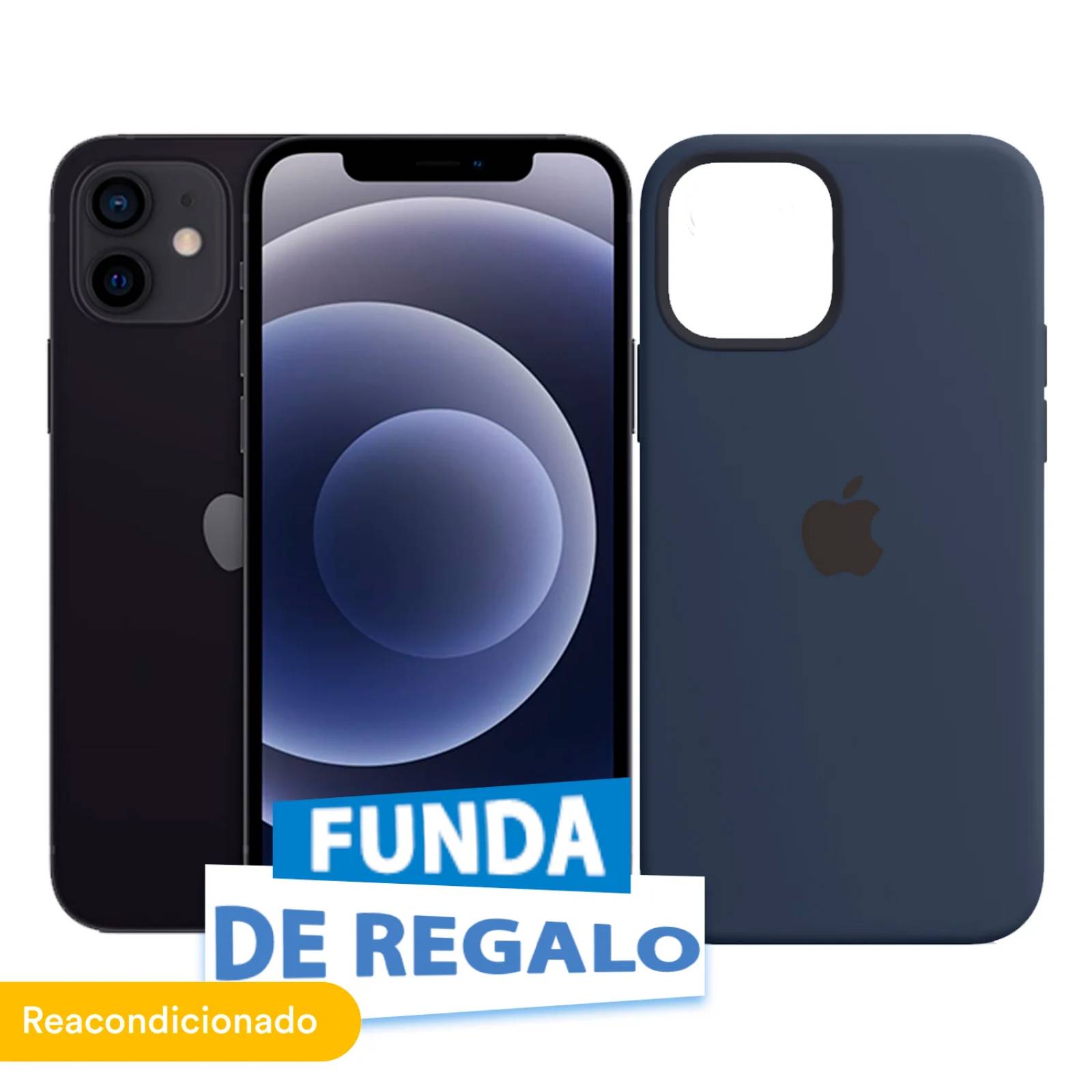 Combo Apple iPhone 12 Mini 128GB Negro Reacondicionado Grado A  Alexa Echo Dot 2   Funda de Regalo.