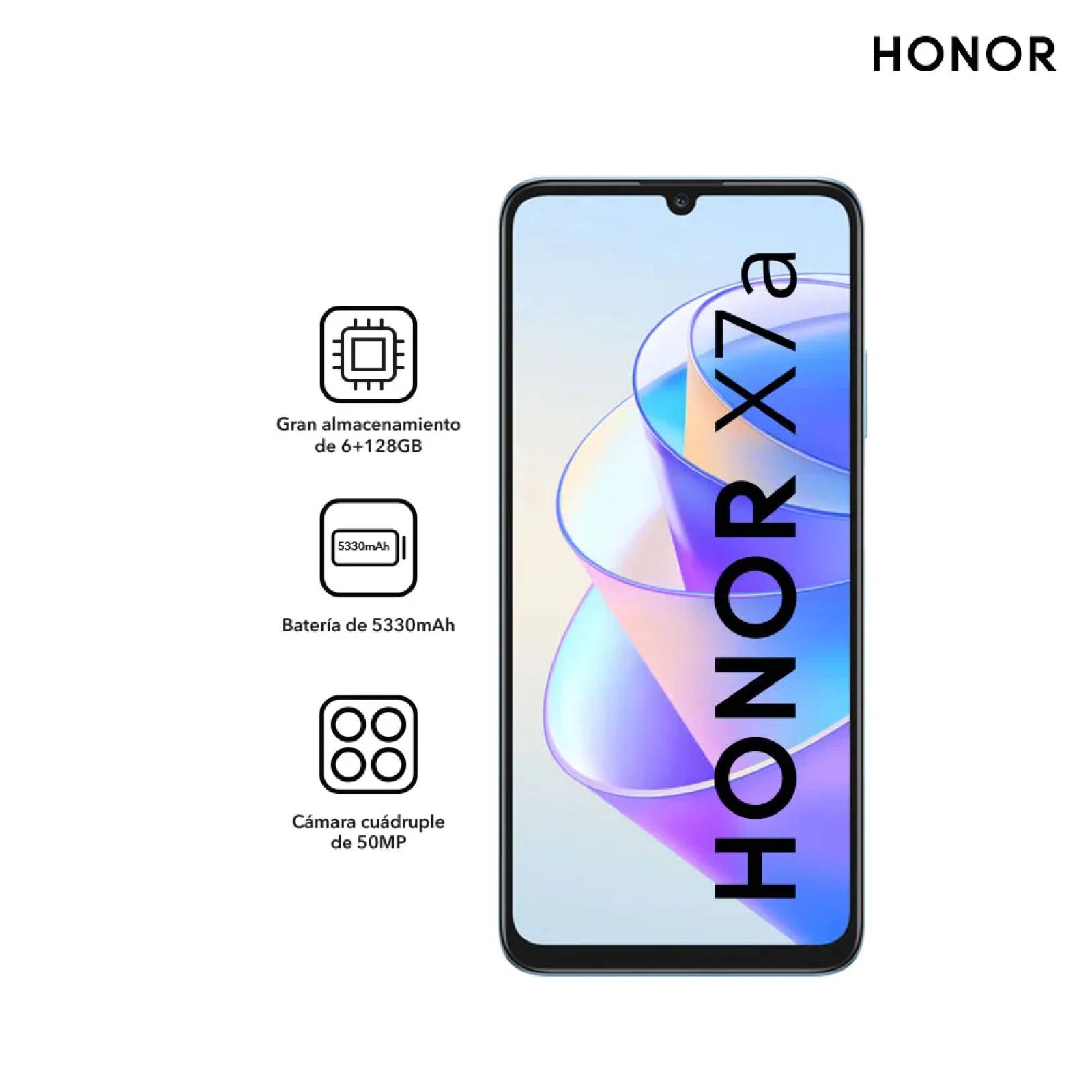 Celular Honor X7a 128GB   6GB RAM   Camara cuádruple de 50MPX   Color Azul.