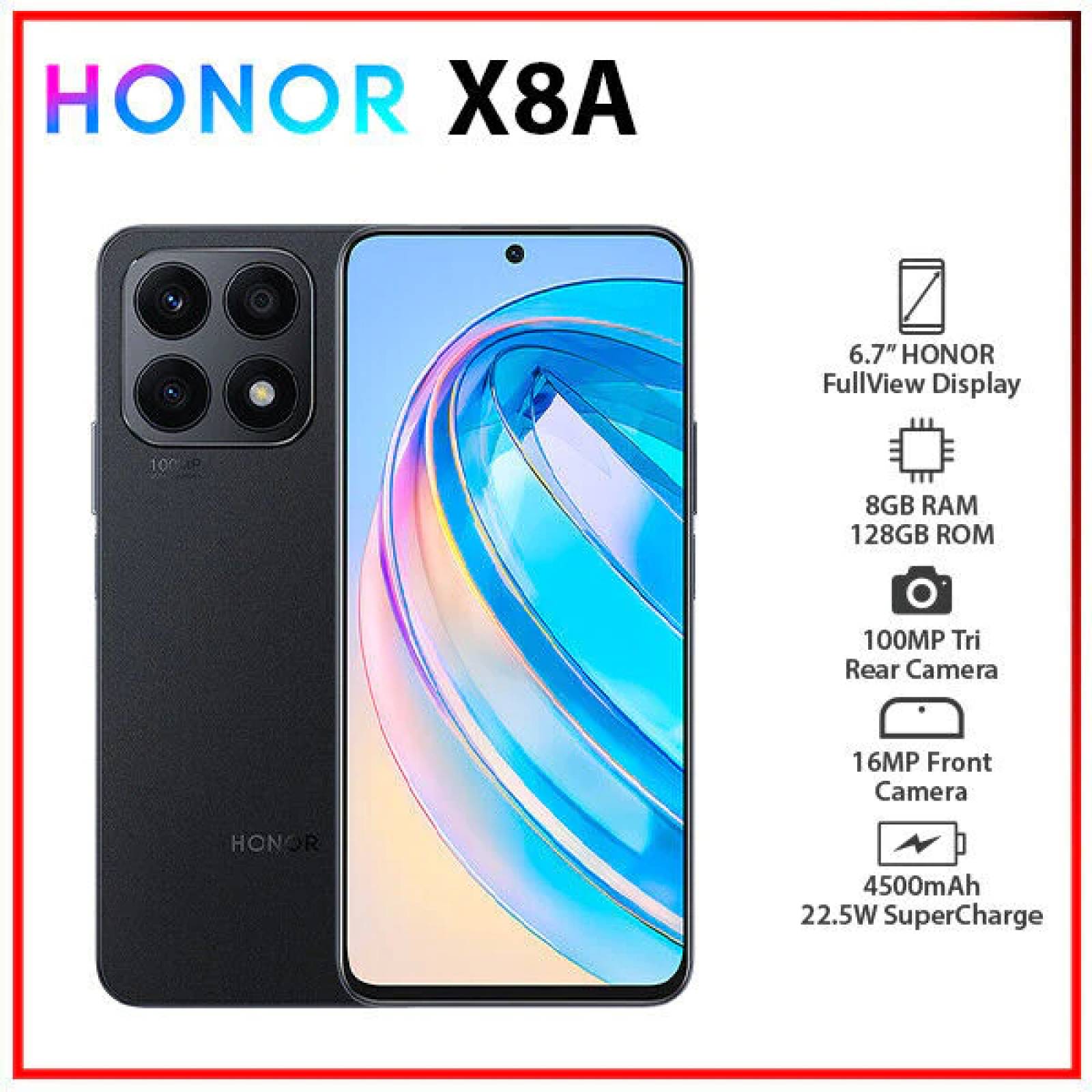 Celular Honor X8a 128GB   8GB RAM   Camara de 100 MPX   Color Negro.