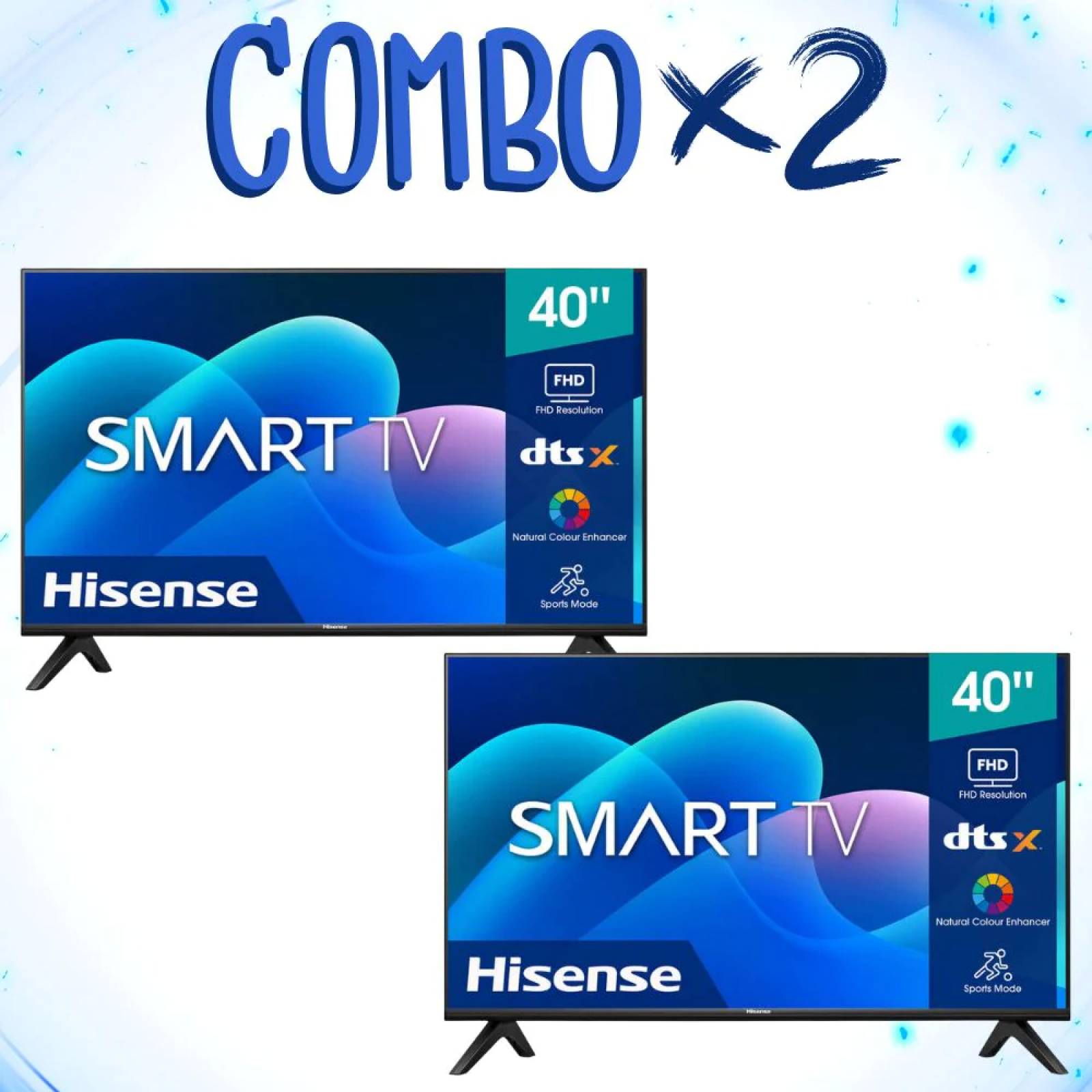 Combo 2 TV Hisense Serie A4 40 Pulgadas  (40A4H  Nuevo Modelo 2022)