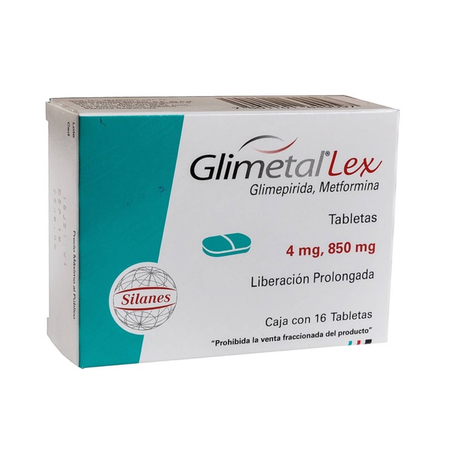 Glimetal Lex 4/850 Mg Caja 16 Tabletas