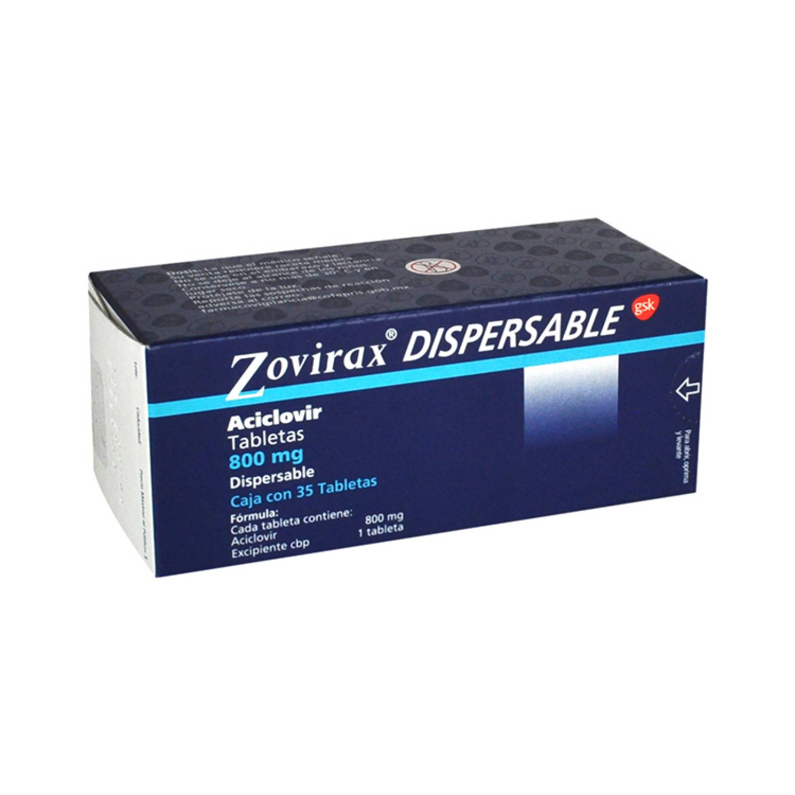 Zovirax Dispersable 800 Mg Caja 35 Tabletas