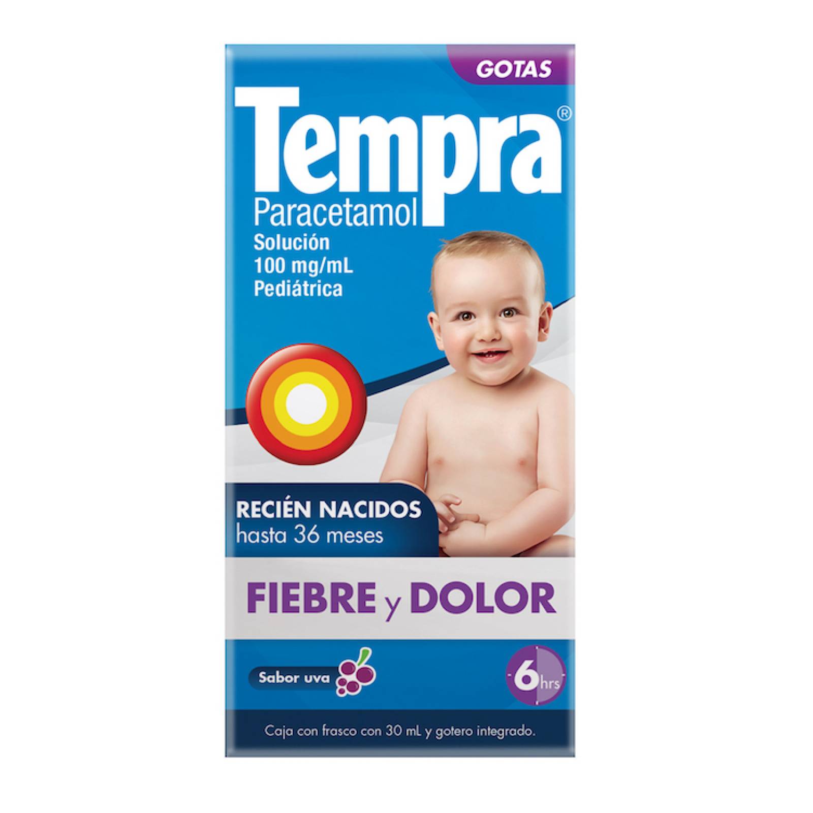 Tempra Gotas Pediátrico 100 Mg/ml Caja Con Frasco Con 30 Ml