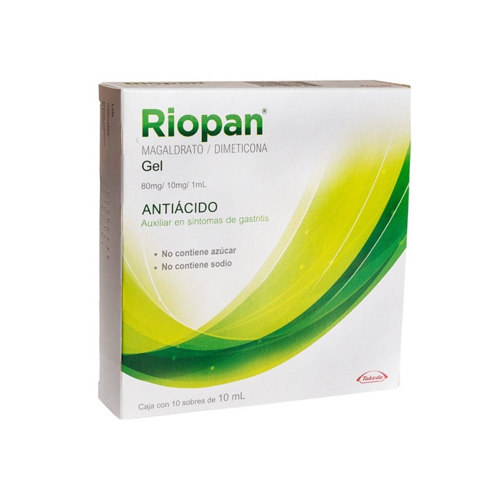 Riopan Gel 80 Mg Caja 10 Sobres 10 Ml