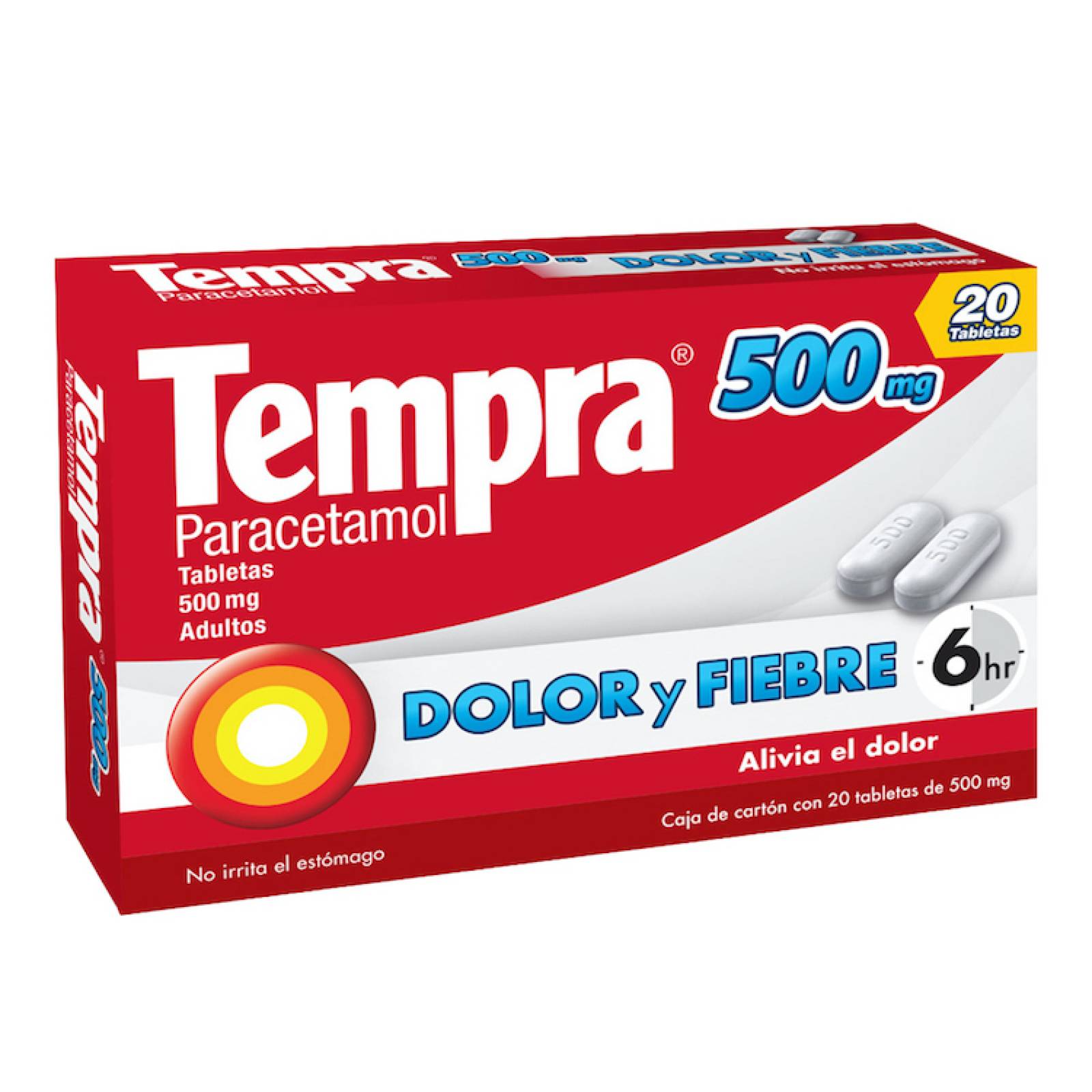 Tempra Caplets 500 Mg Caja 20 Tabletas