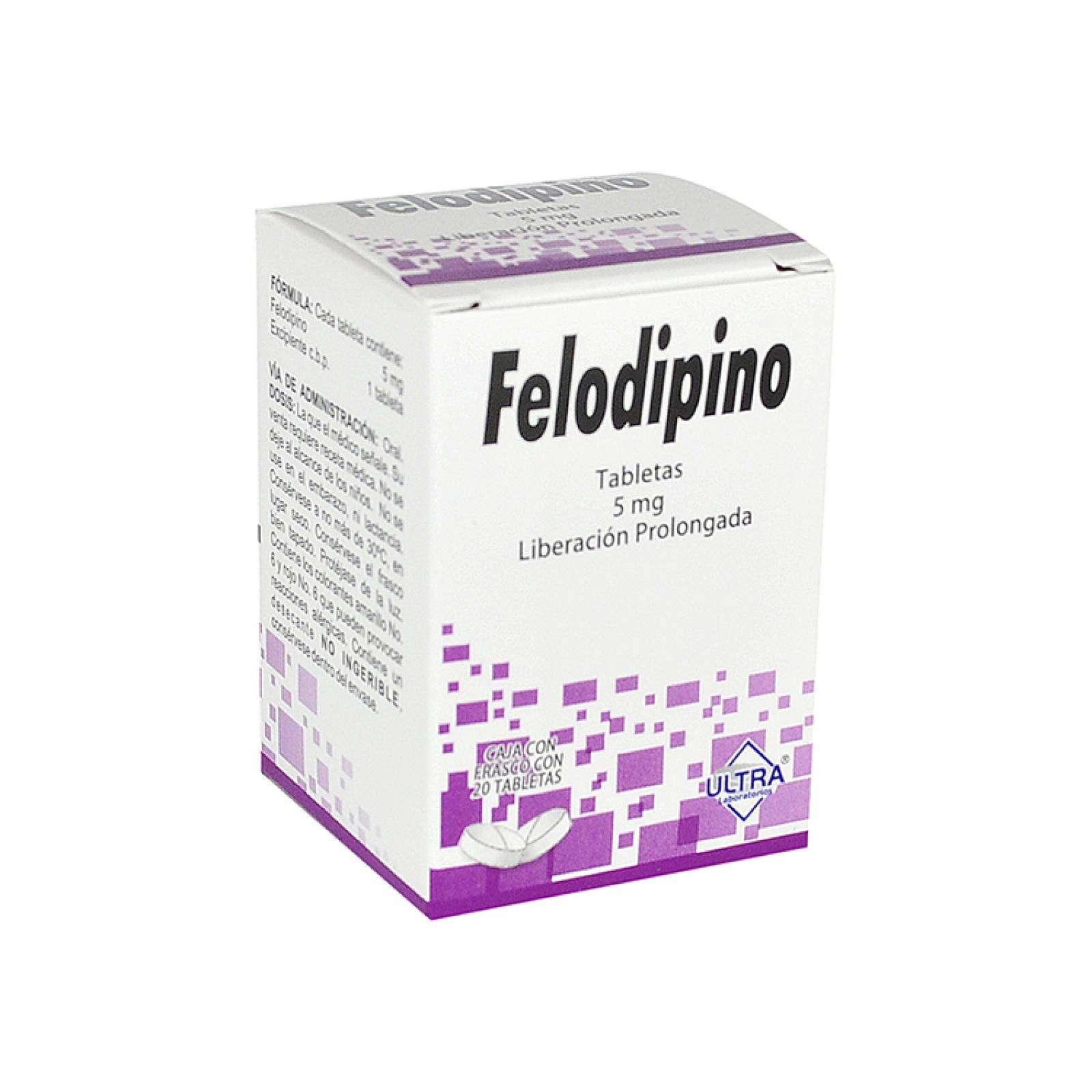 Felodipino 5 Mg 1 Caja 20 Tabletas