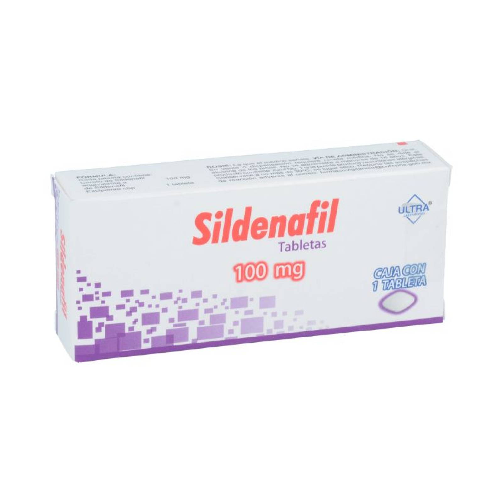 Sildenafil Genérico 100mg Pack Con 4 Tabletas