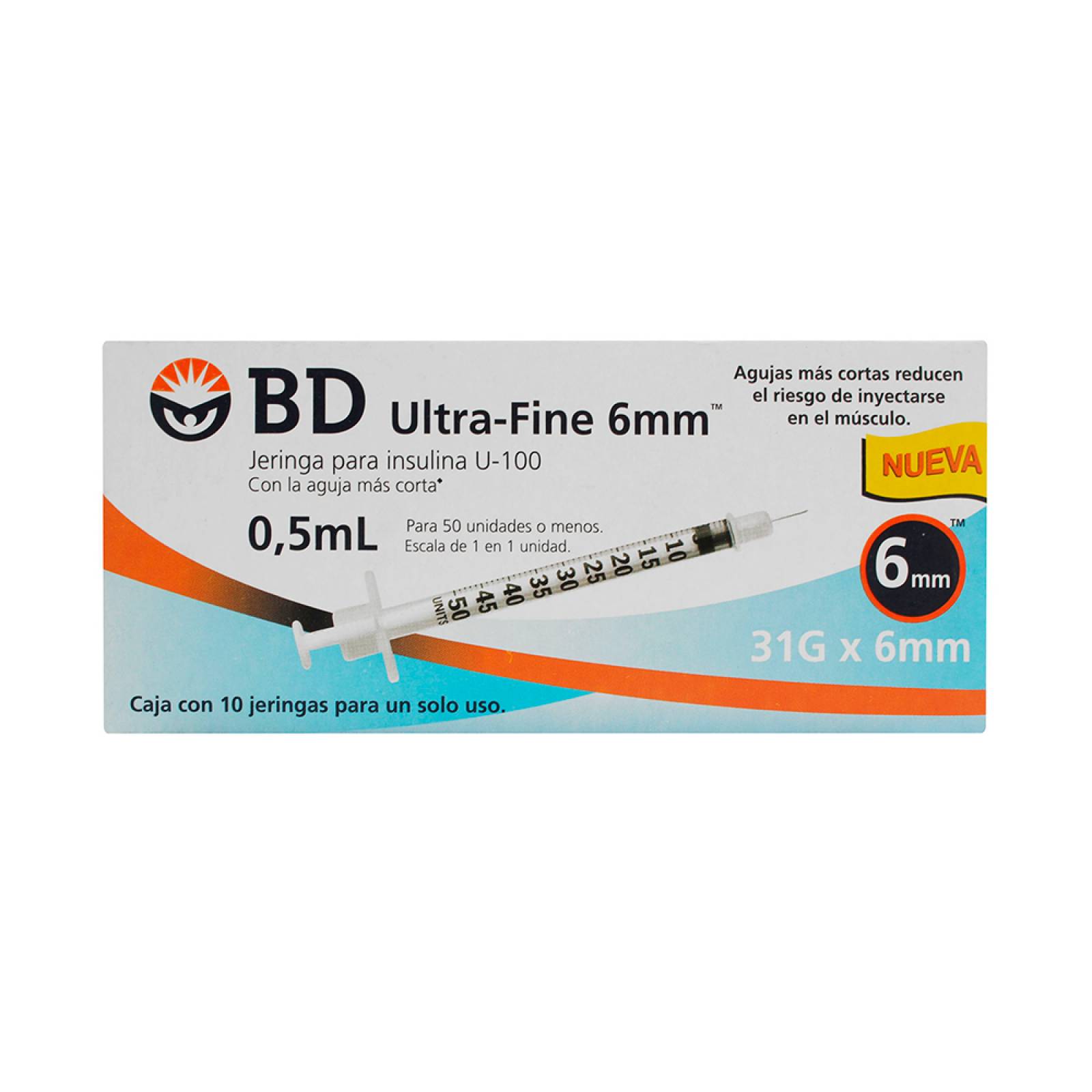 JERINGA PARA INSULINA U-100 BD ULTRA FINE 6MM CAJA CON 10